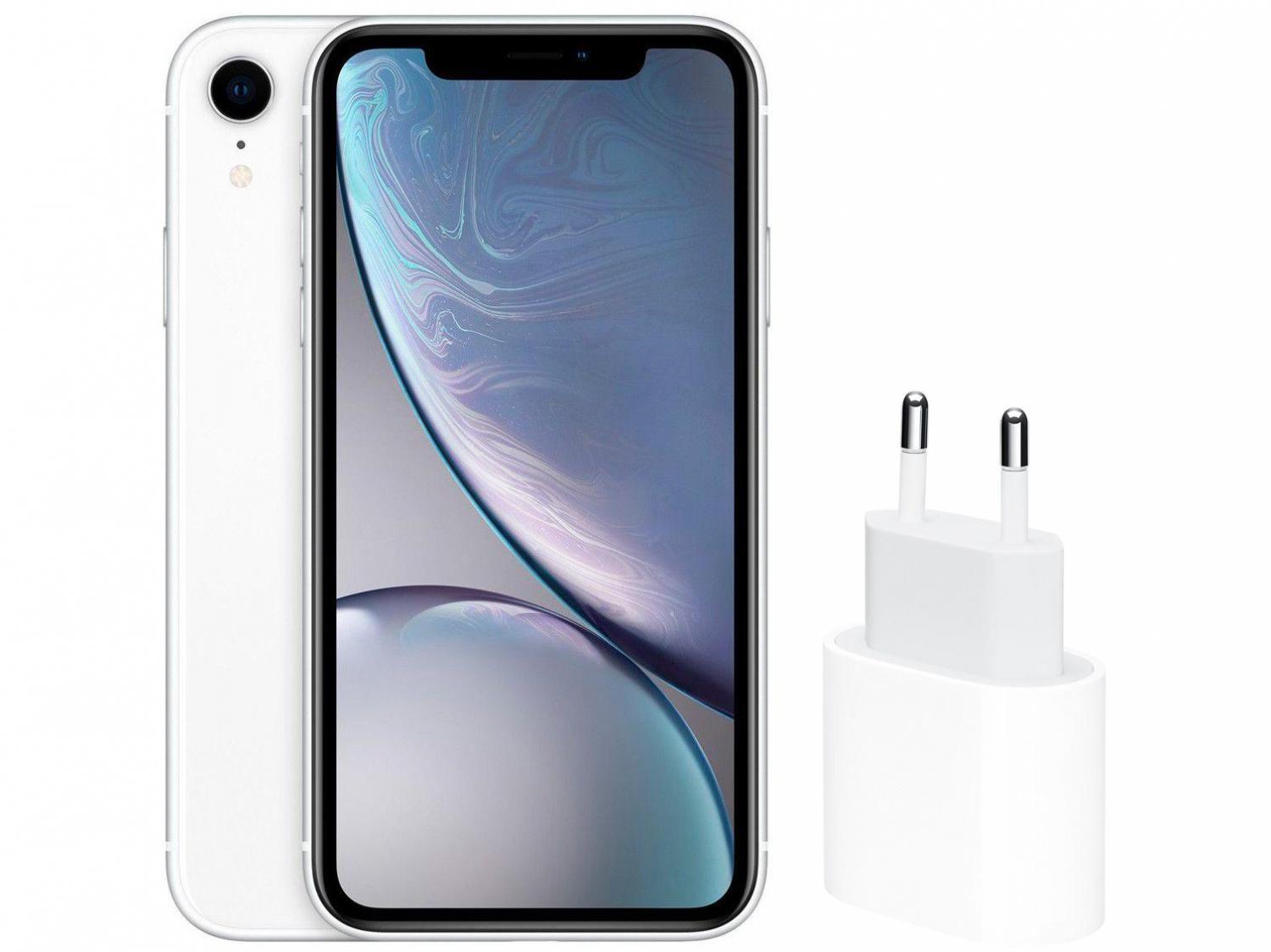 iPhone XR Apple 64GB Branco 6,1" - 12MP + Carregador USB-C de 20W Apple Branco