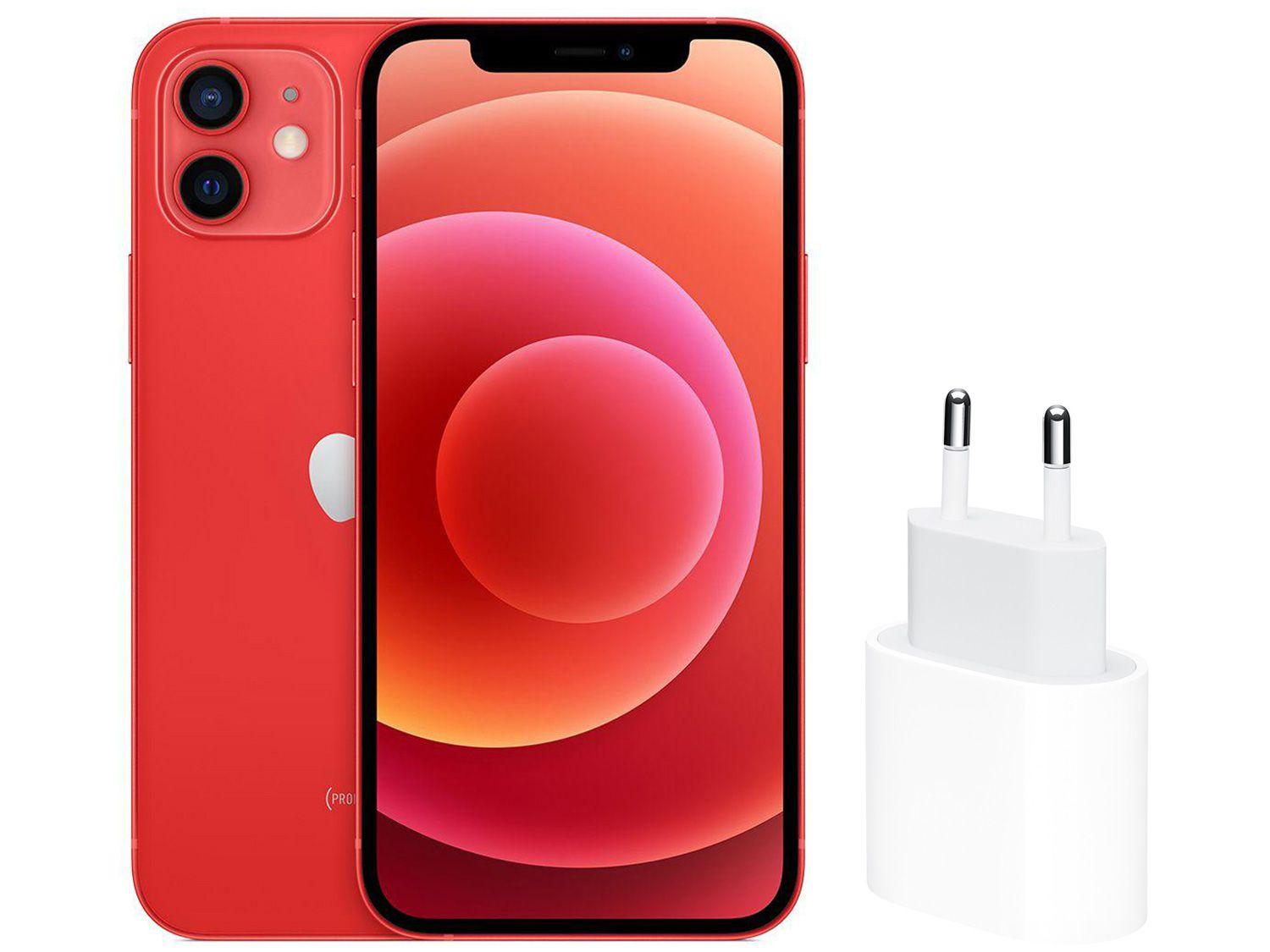 iPhone 12 Apple 128GB (PRODUCT)RED Tela 6,1" - Câm. Dupla 12MP + Carregador USB-C de 20W Apple
