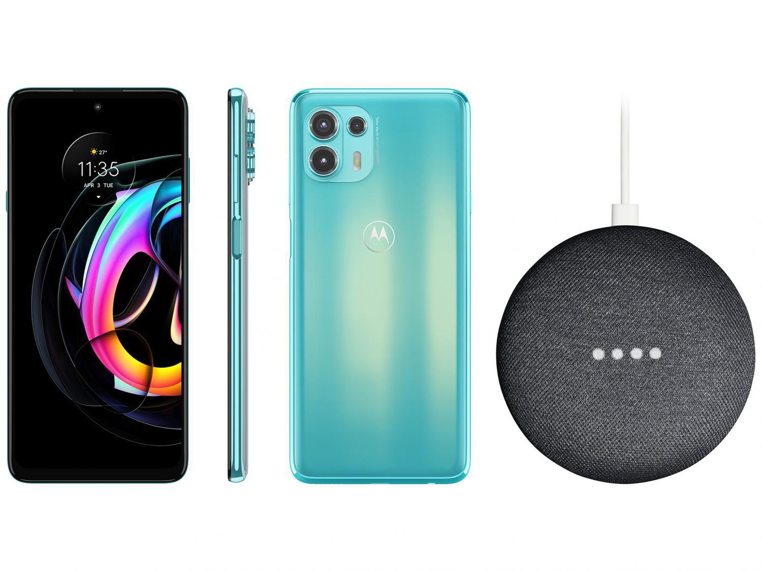 Smartphone Motorola Edge 20 Lite 128GB Verde - 5G 6GB RAM + Nest Mini 2ª geração Smart Speaker