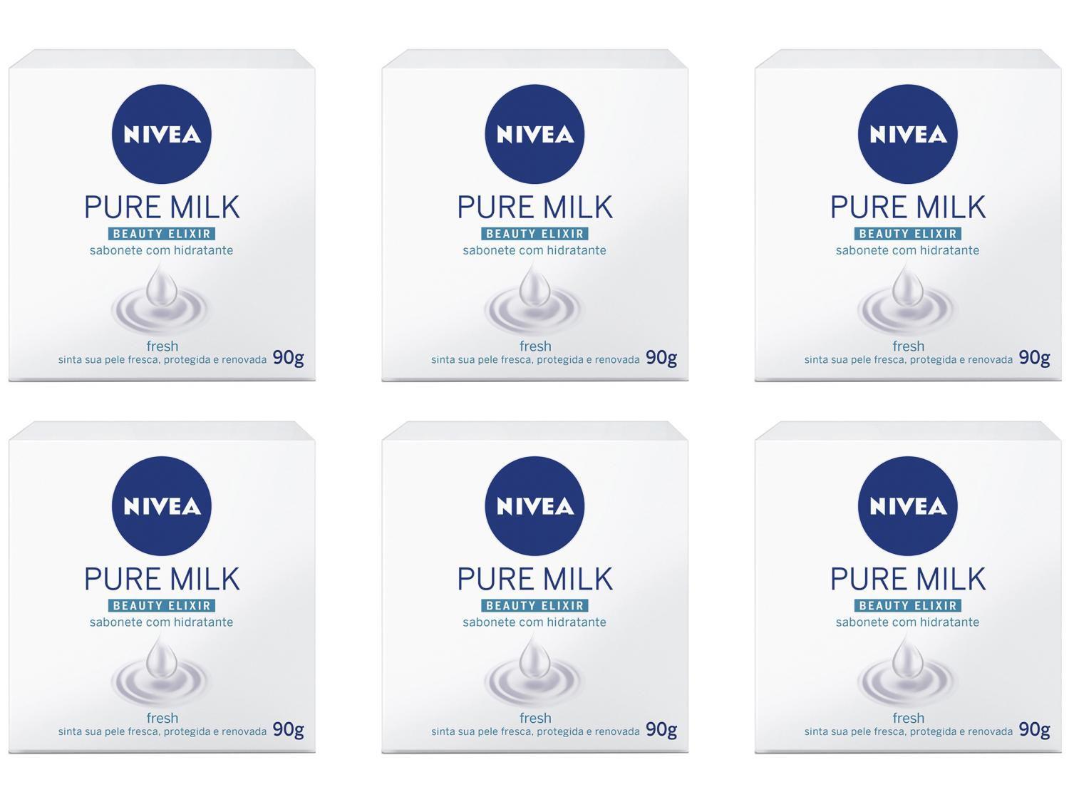 Kit Sabonete em Barra Nivea Pure Milk Fresh 90g - 6 Unidades