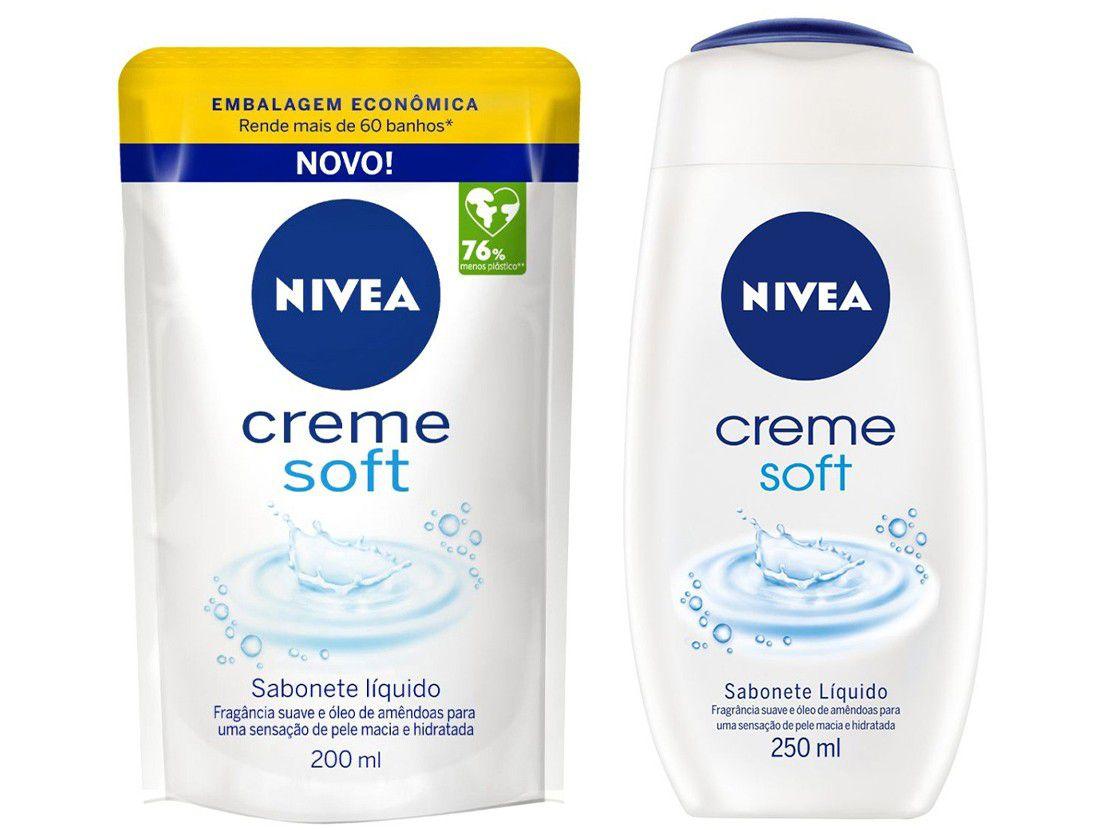 Sabonete Corporal Líquido Nivea Creme Soft - 250ml + Sabonete Líquido Nivea Creme Soft Refil