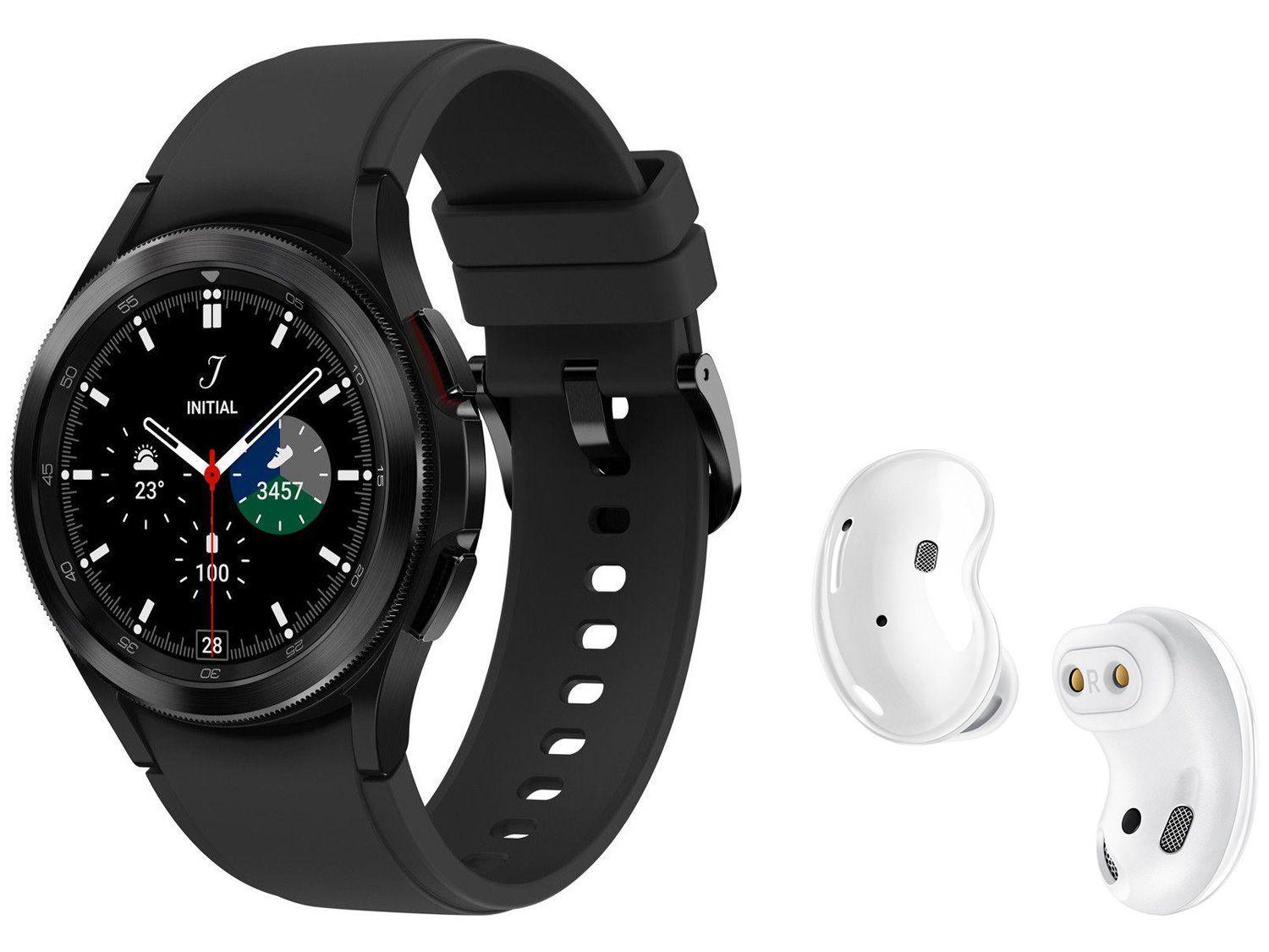 Smartwatch Samsung Galaxy Watch4 Classic LTE - Preto 42mm + Fone de Ouvido Bluetooth Galaxy Buds