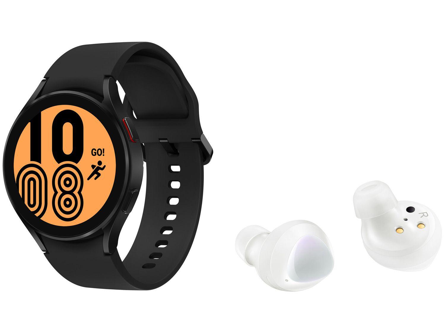 Smartwatch Samsung Galaxy Watch4 LTE Preto - 44mm + Fone de Ouvido Bluetooth Galaxy Buds+