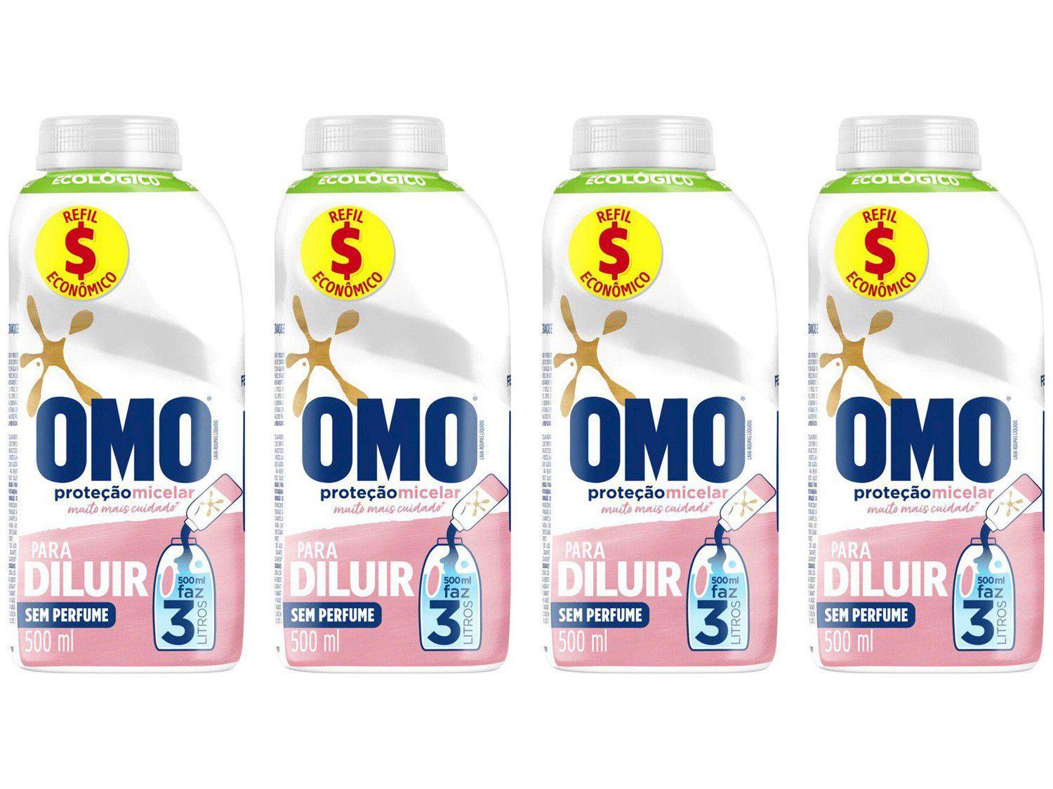 Kit Sabão Líquido Concentrado Omo - Proteção Micelar 4 Unidades 500ml Cada