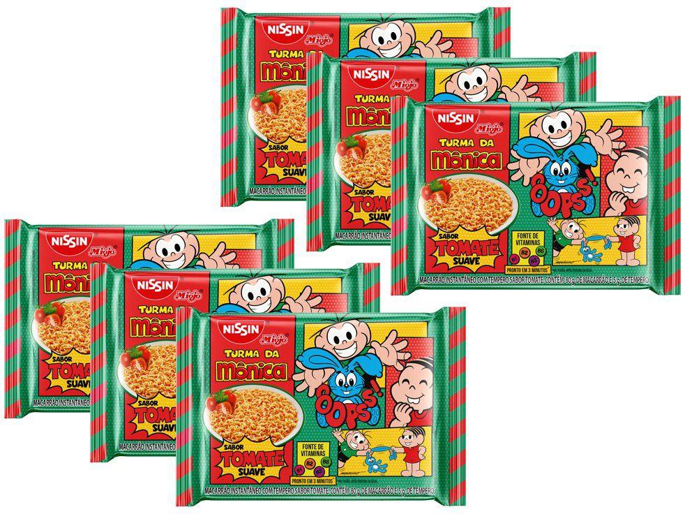 Kit Macarrão Instantâneo Nissin Turma da Mônica - Tomate 85g 6 Unidades