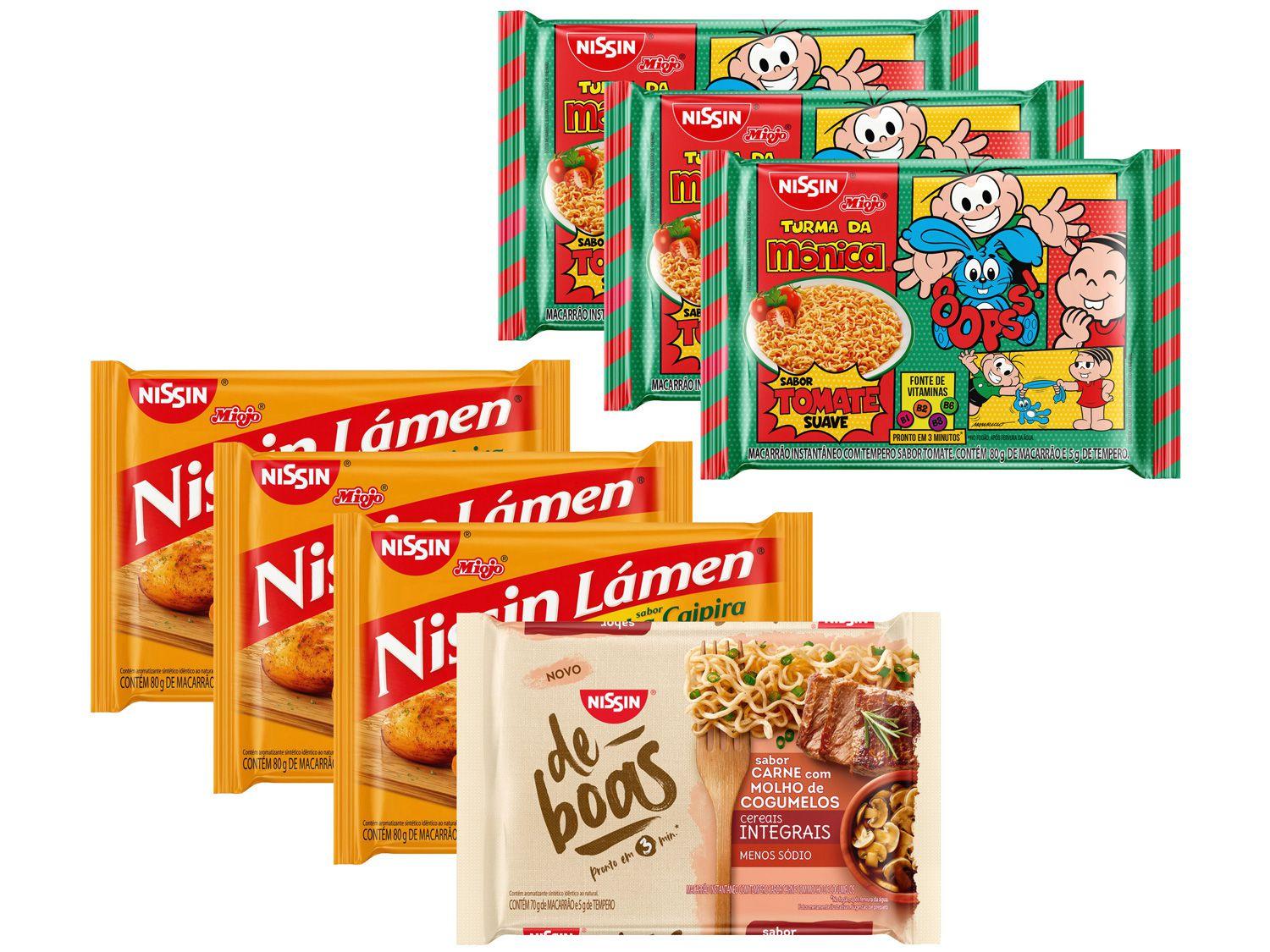 Kit Macarrão Instantâneo Nissin - 7 Unidades com 3 Sabores
