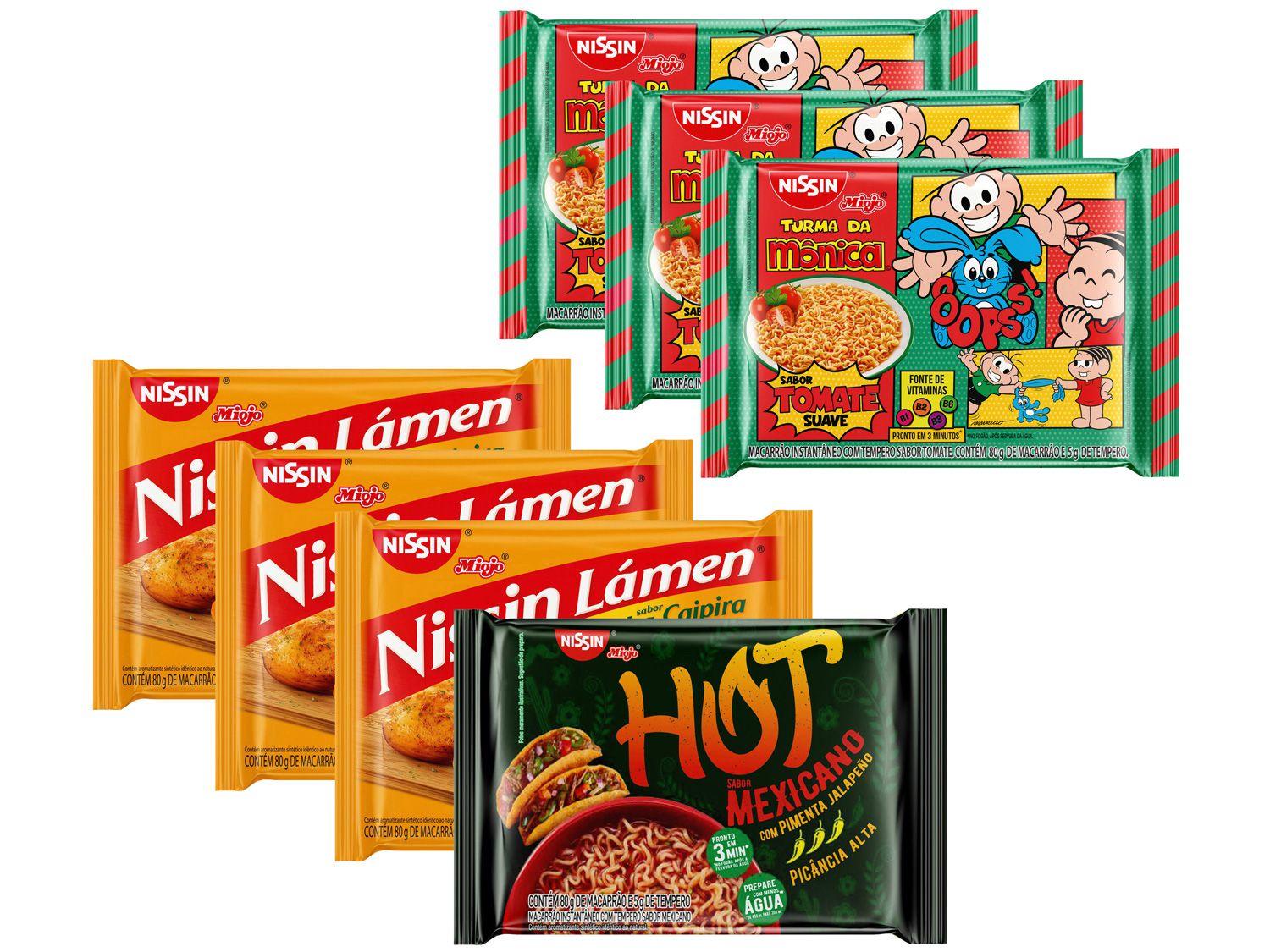 Kit Macarrão Instantâneo Nissin - 7 Unidades com 3 Sabores