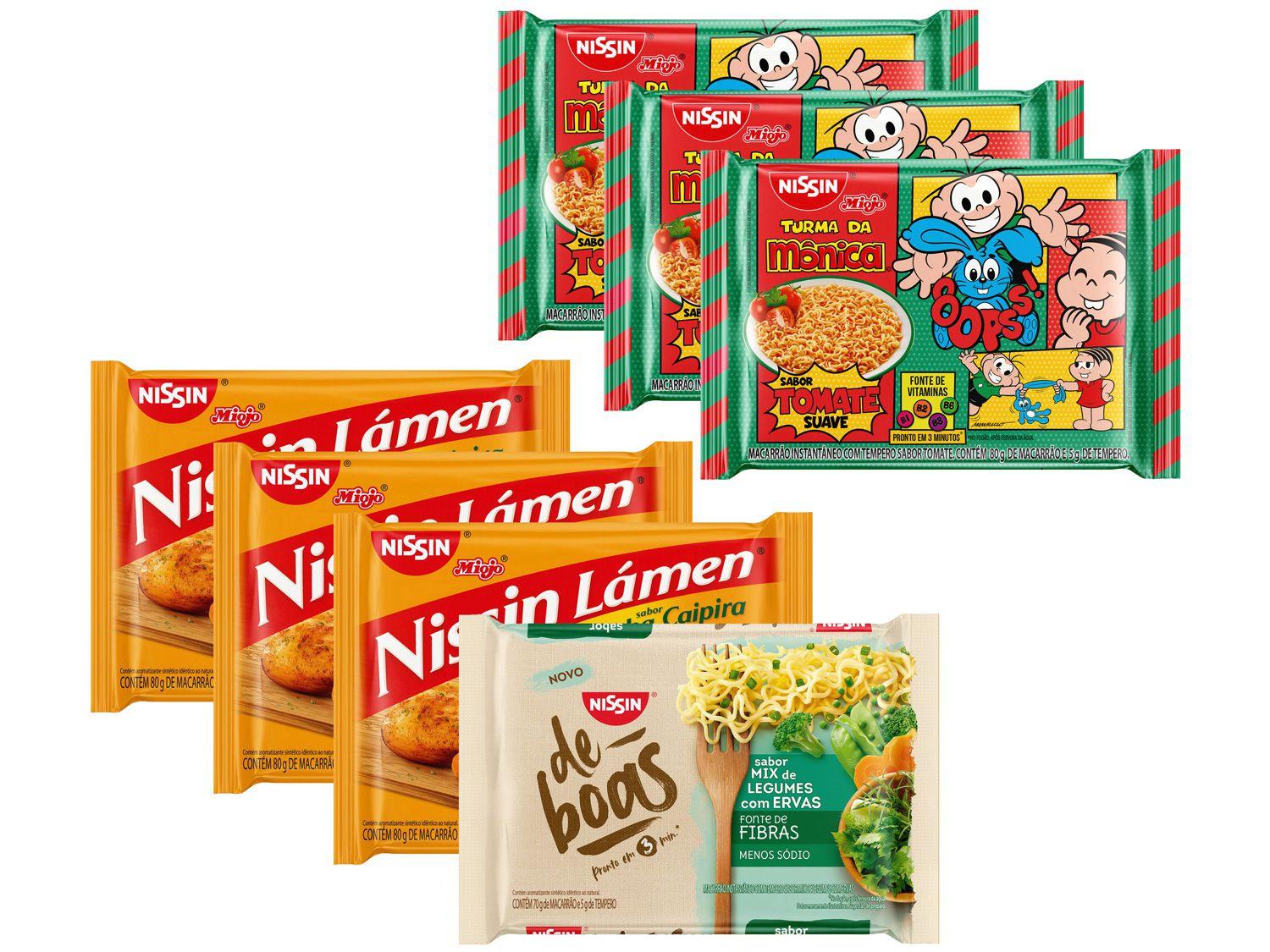 Kit Macarrão Instantâneo Nissin - 7 Unidades com 3 Sabores