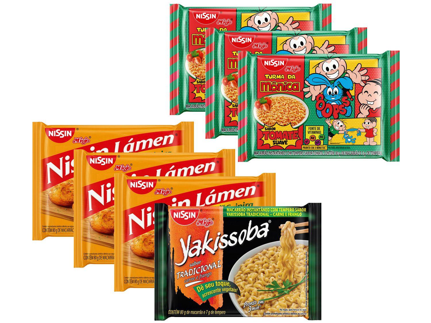 Kit Macarrão Instantâneo Nissin - 7 Unidades com 3 Sabores