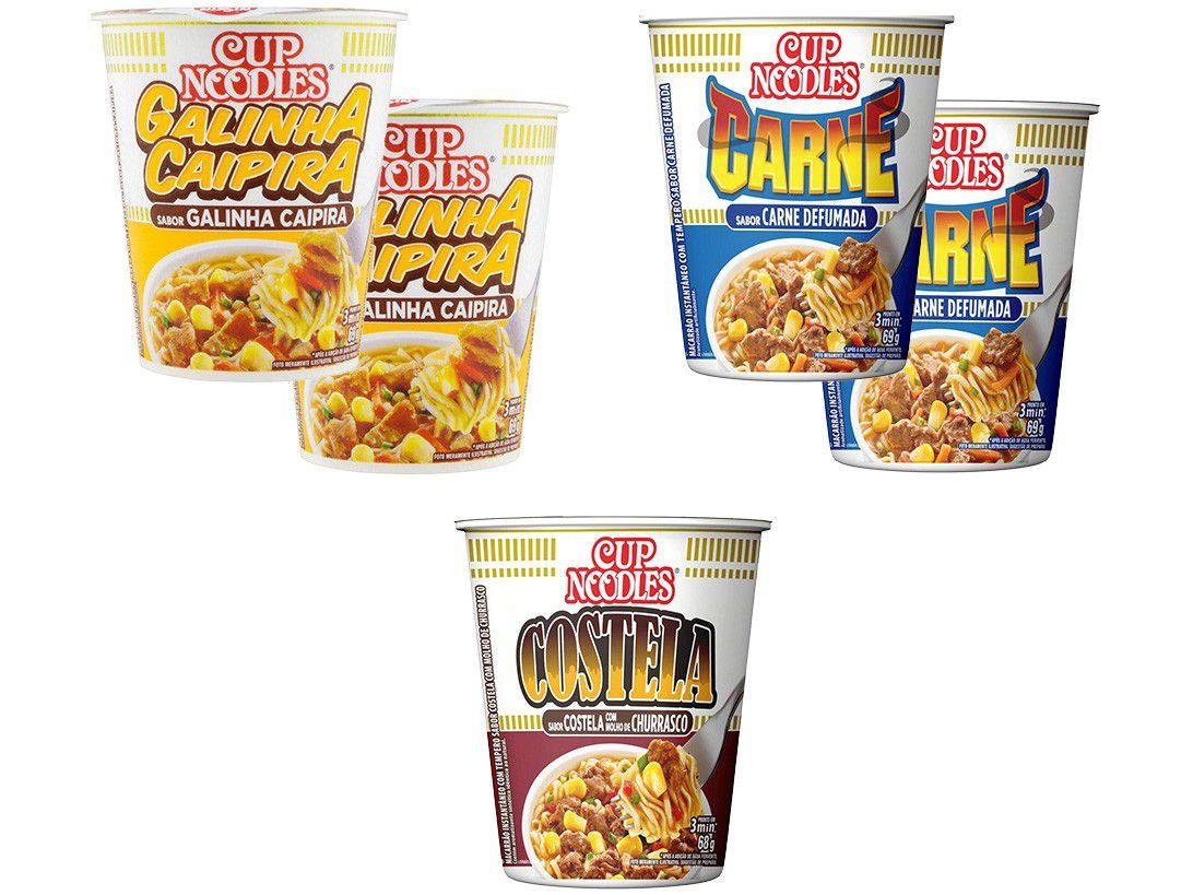 Kit Macarrão Instantâneo Cup Noodles 5 Unidades - com 3 Sabores