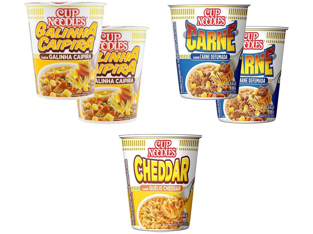 Kit Macarrão Instantâneo Cup Noodles 5 Unidades - com 3 Sabores