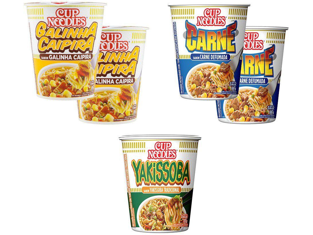 Kit Macarrão Instantâneo Cup Noodles 5 Unidades - com 3 Sabores