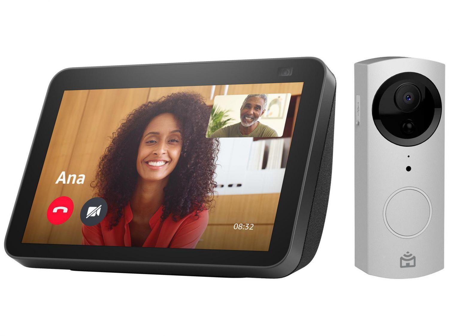 Echo Show 8 2ª Geração Smart Speaker 8" - com Alexa + Vídeo Porteiro Wi-Fi Positivo