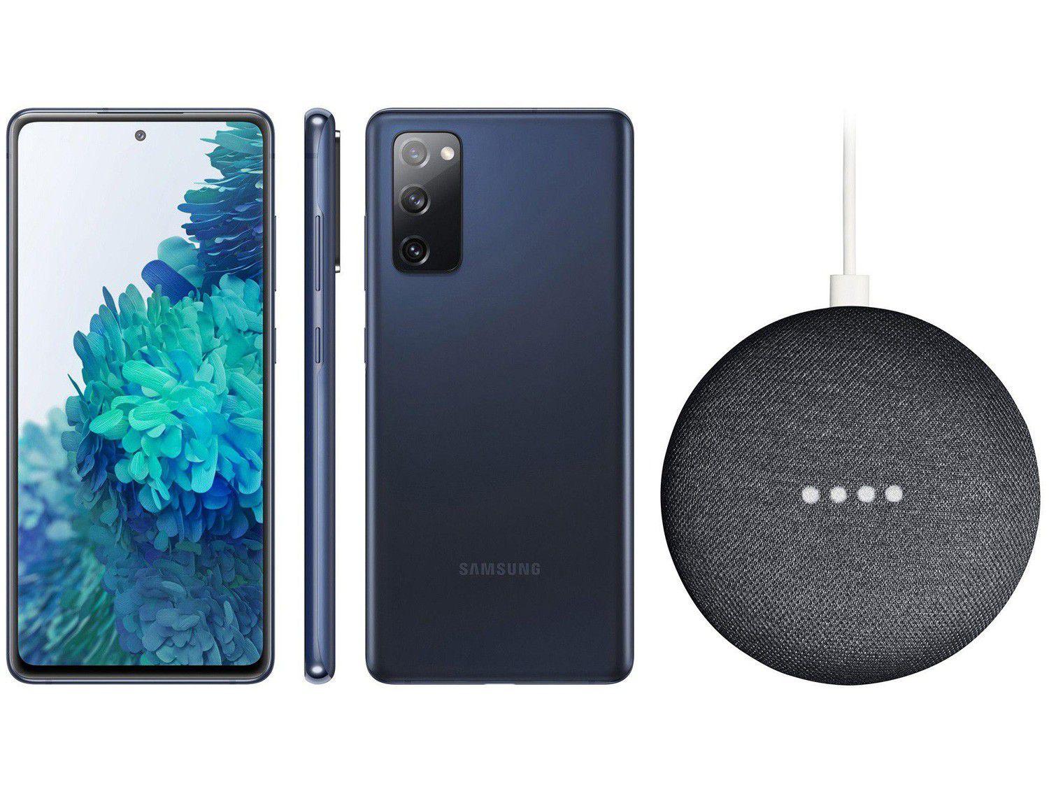 Smartphone Samsung Galaxy S20 FE 128GB Cloud Navy - 6GB RAM + Nest Mini 2ª Geração Smart Speaker