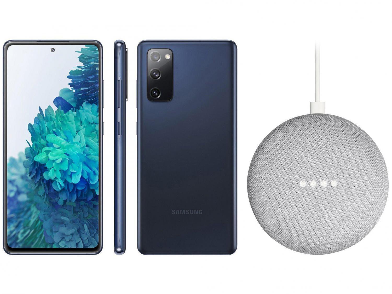 Smartphone Samsung Galaxy S20 FE 128GB Cloud Navy - 6GB RAM + Nest Mini 2ª Geração Smart Speaker