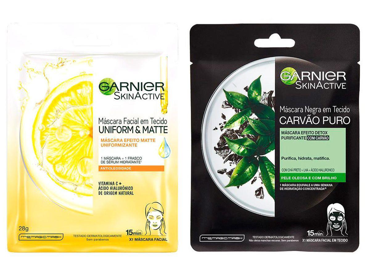 Máscara Facial Vitamina C Garnier Skin - Uniform&Matte + Máscara Facial Skin Purificant