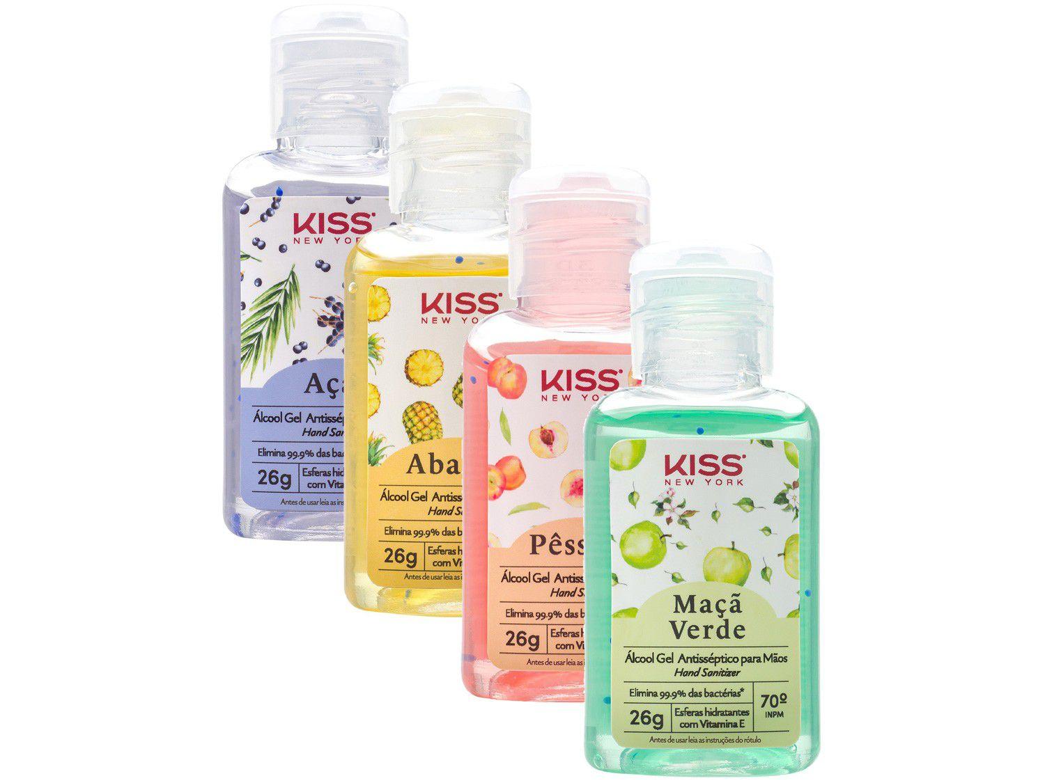 Kit Álcool em Gel 70% Antisséptico de Bolsa - Kiss New York 26g 4 Unidades