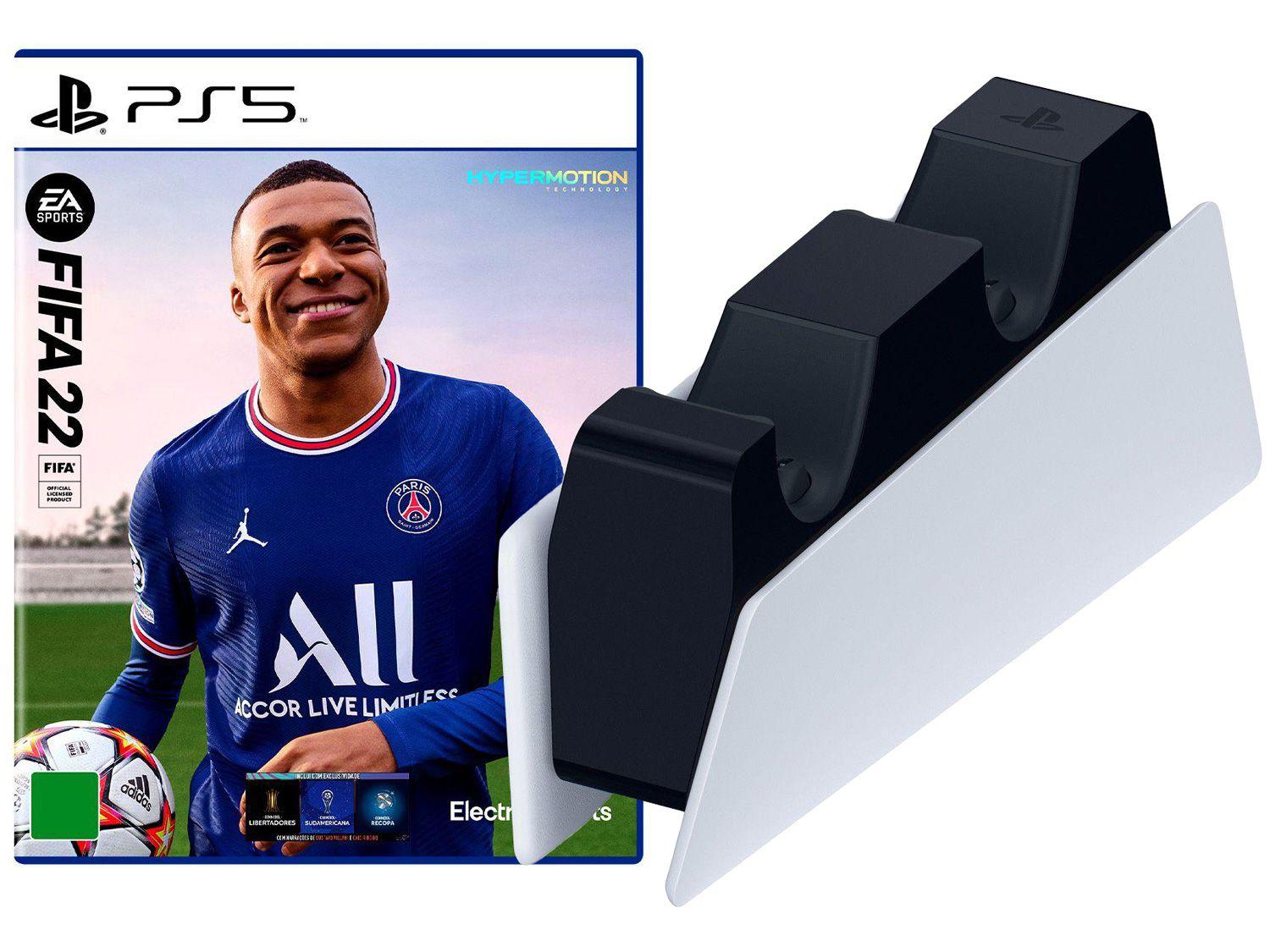 FIFA 22 para PS5 Electronic Arts + Estação de - Carregamento para Controle DualSense para PS5