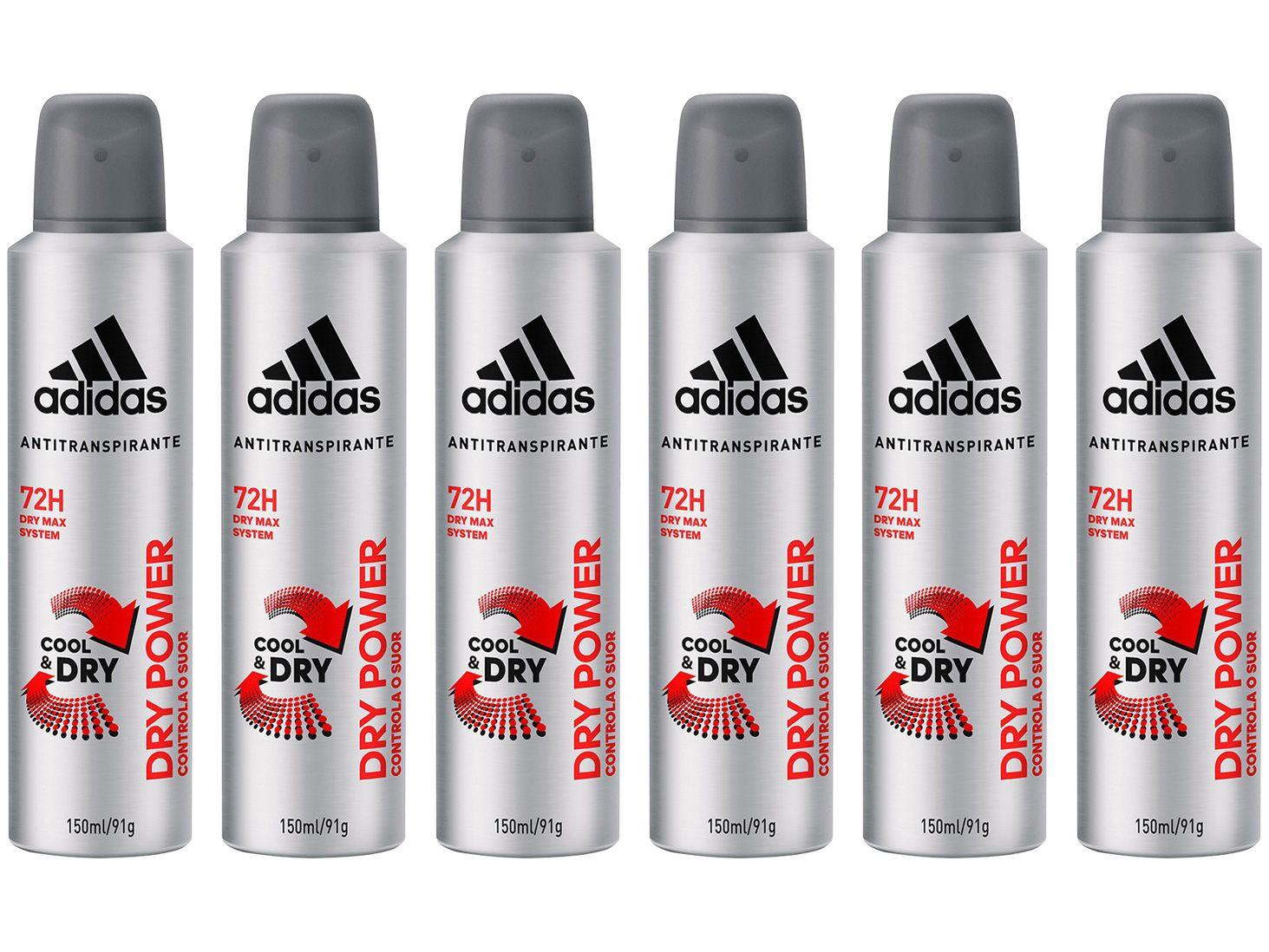 Kit Desodorante Adidas Dry Power Cool & Dry - Antitranspirante Masculino 150ml 6 Unidades
