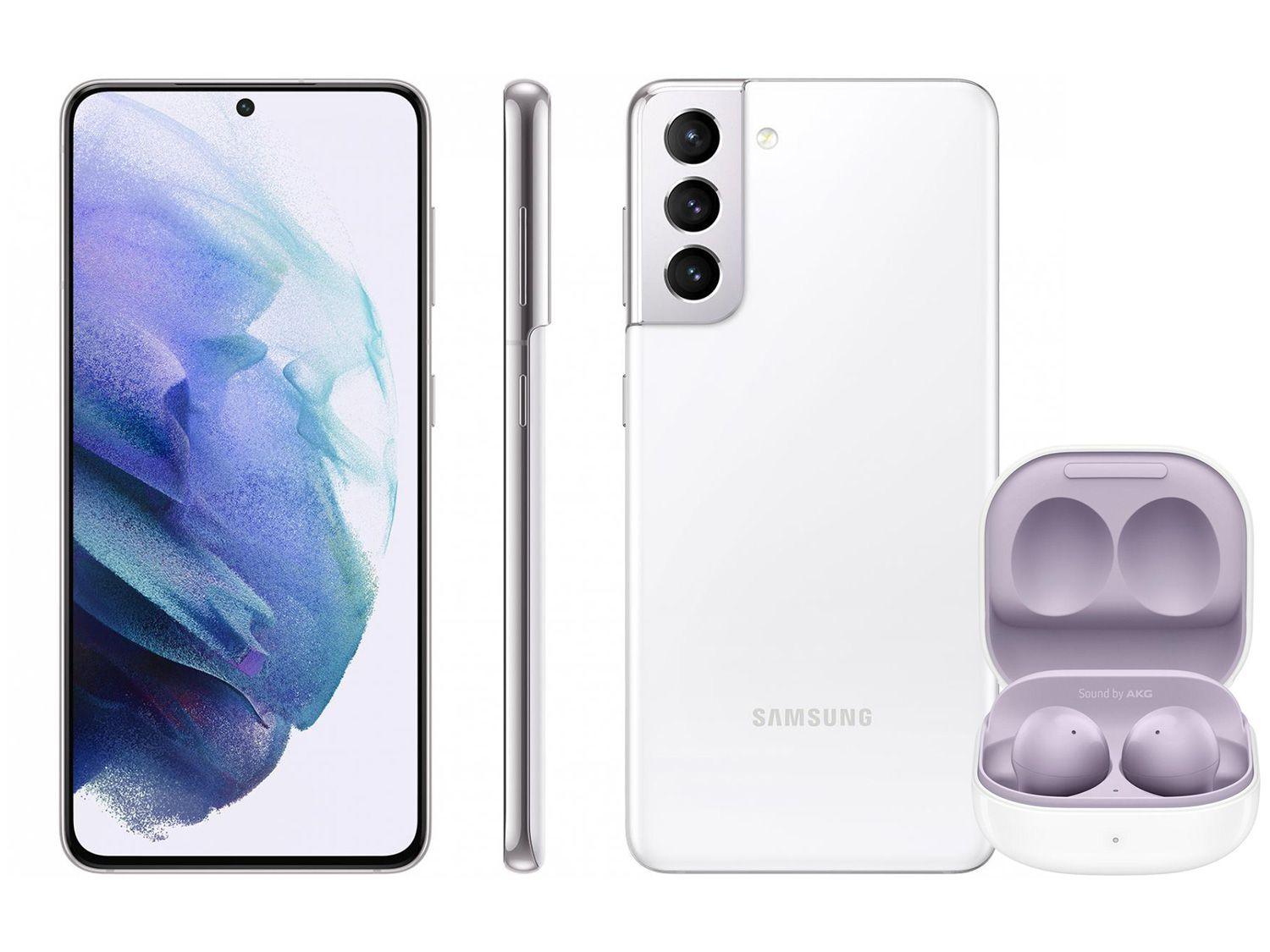Smartphone Samsung Galaxy S21 128GB Branco 5G - 8GB RAM + Fone de Ouvido Bluetooth Galaxy Buds2