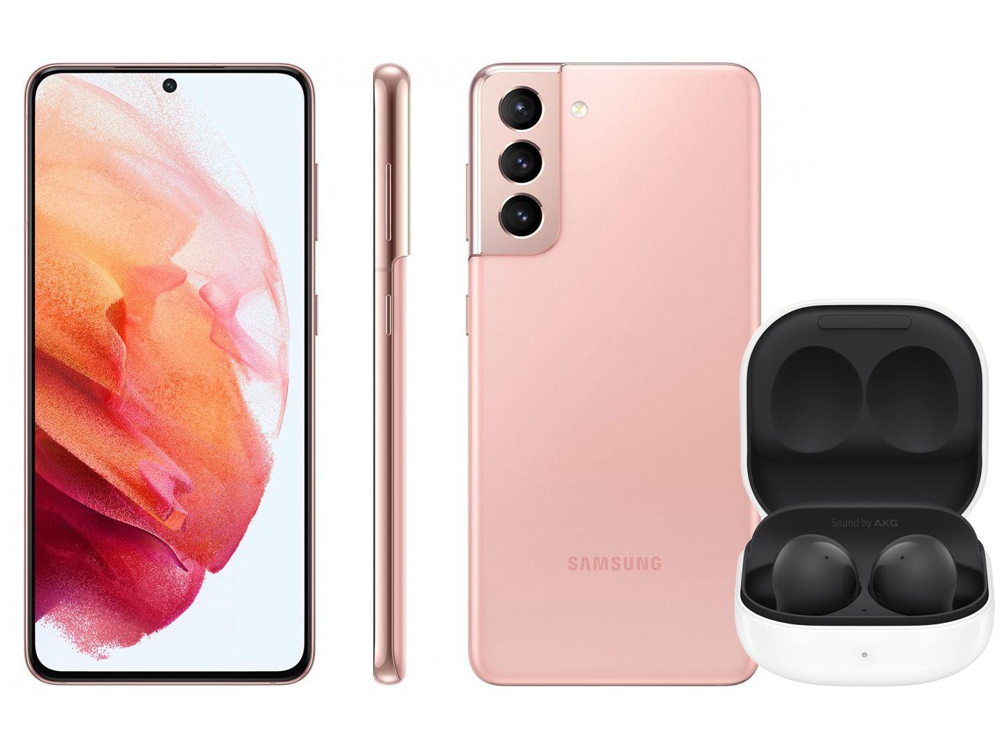 Smartphone Samsung Galaxy S21 128GB Rosa 5G - 8GB RAM + Fone de Ouvido Bluetooth Galaxy Buds2