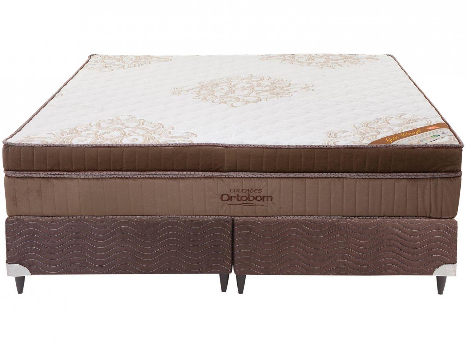 Colchão King Size Ortobom Mola 32cm de Altura Gold Ultra Gel + Box para ...