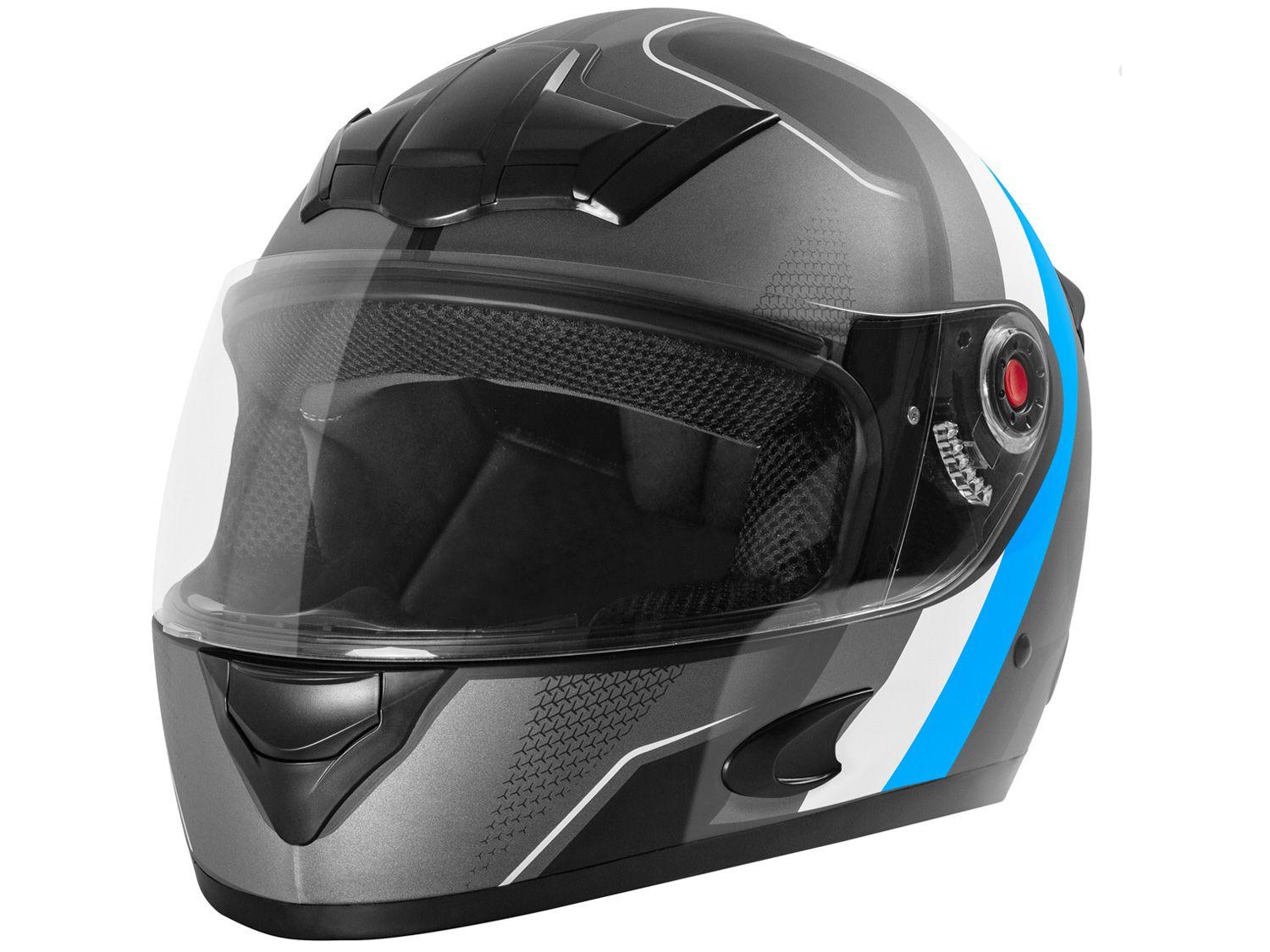 Capacete de Moto Fechado Mixs Helmets - MX5 Super Speed Cinza e Azul Tamanho 56