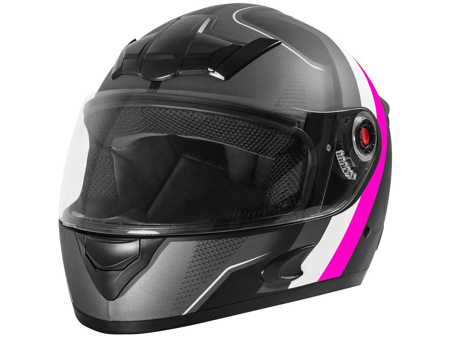 Capacete de Moto Fechado Mixs Helmets - MX5 Super Speed Cinza e Rosa Tamanho 58