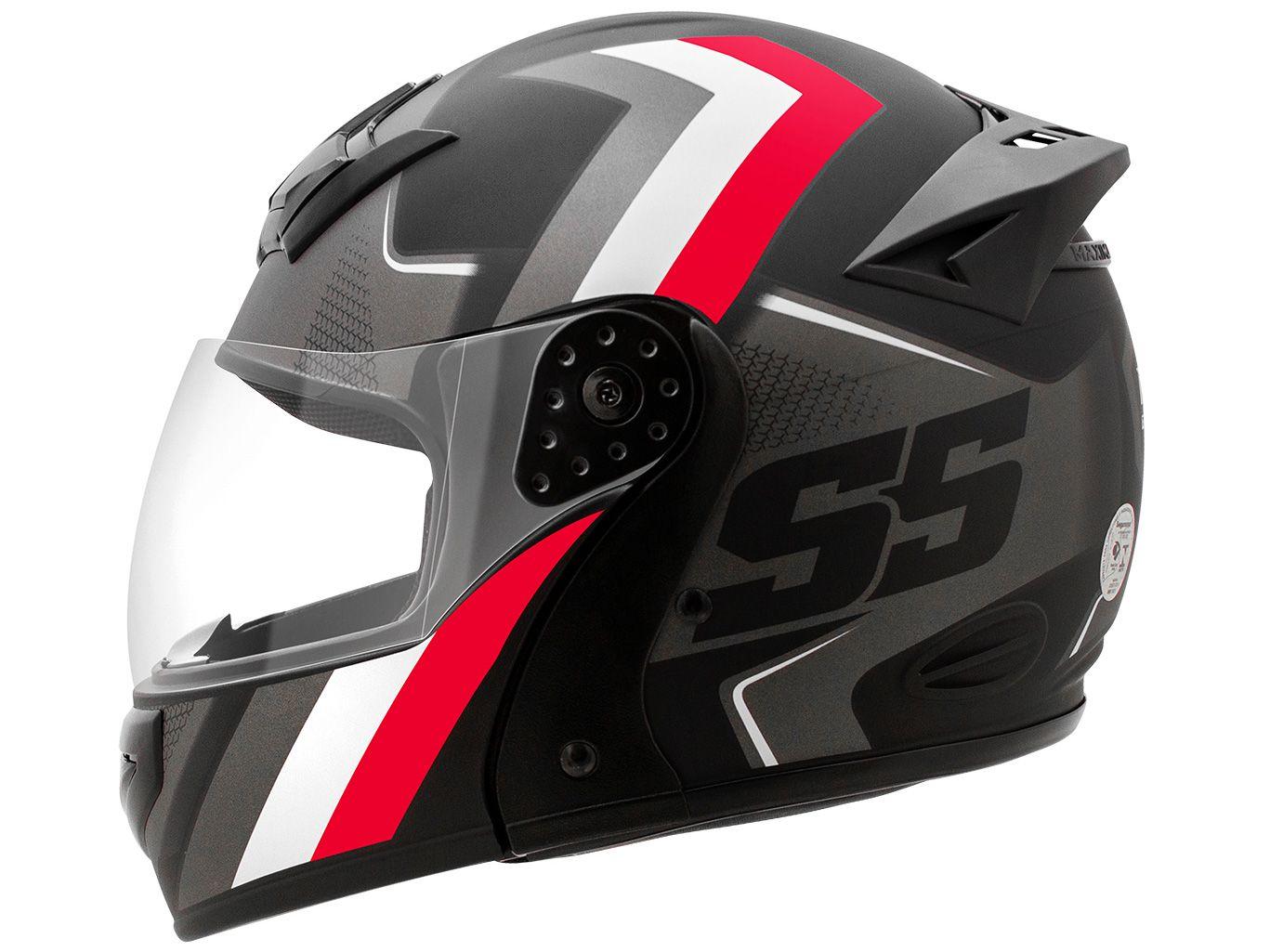Capacete de Moto Articulado Mixs Helmets - Gladiator Super Speed Cinza e Vermelho Tamanho 58