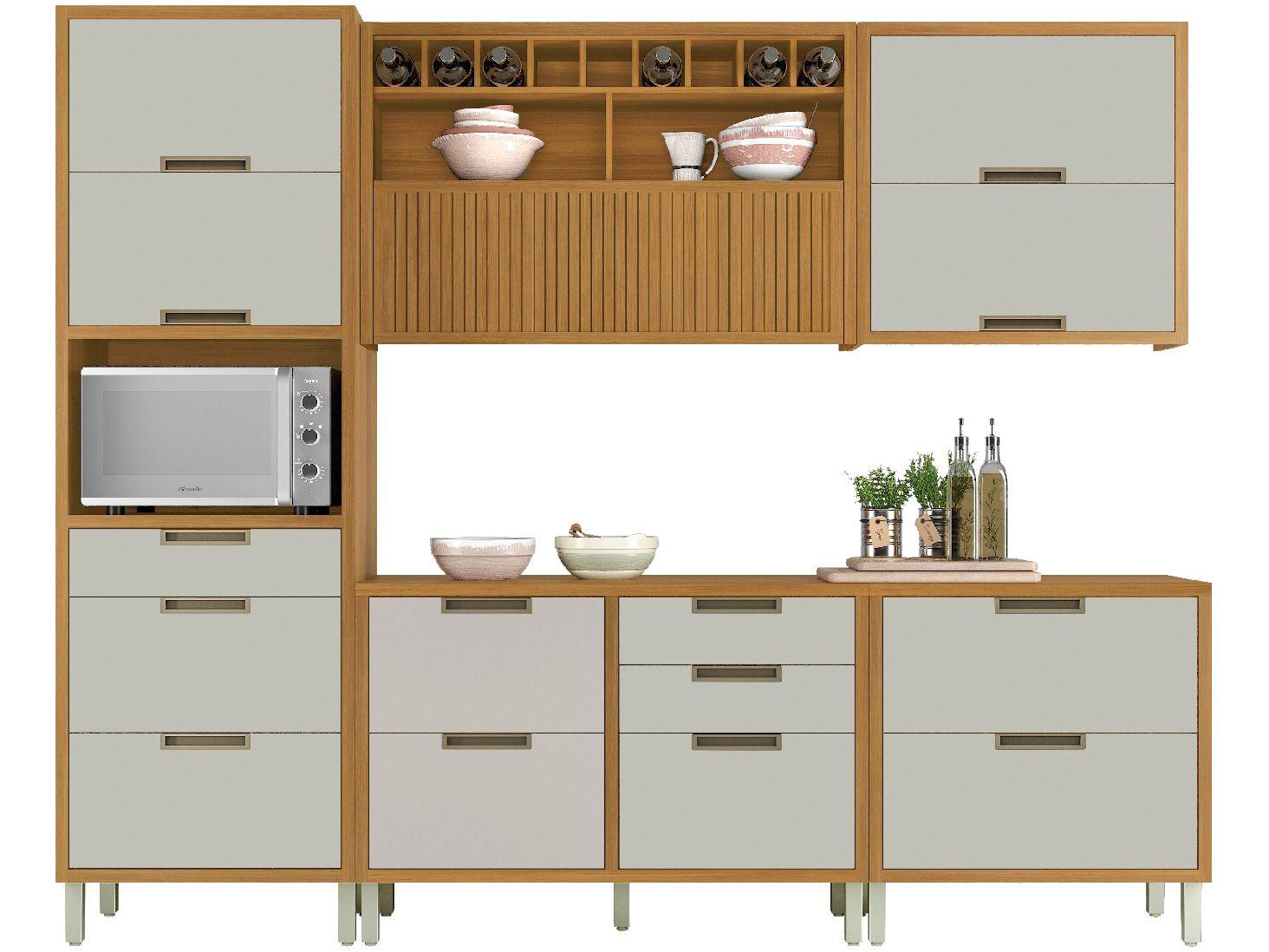 Cozinha Completa Cozinhas Nesher Imperatriz - com Balcão Nicho para Micro-ondas 7 Portas