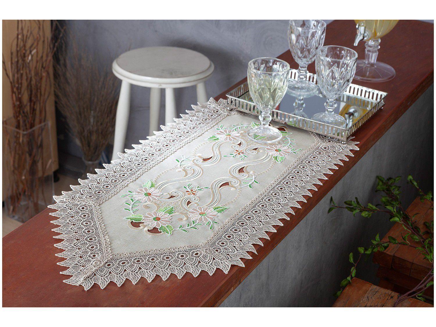 Caminho de Mesa Bordado Jolitex Ternille - Bege 40x90cm Cancun