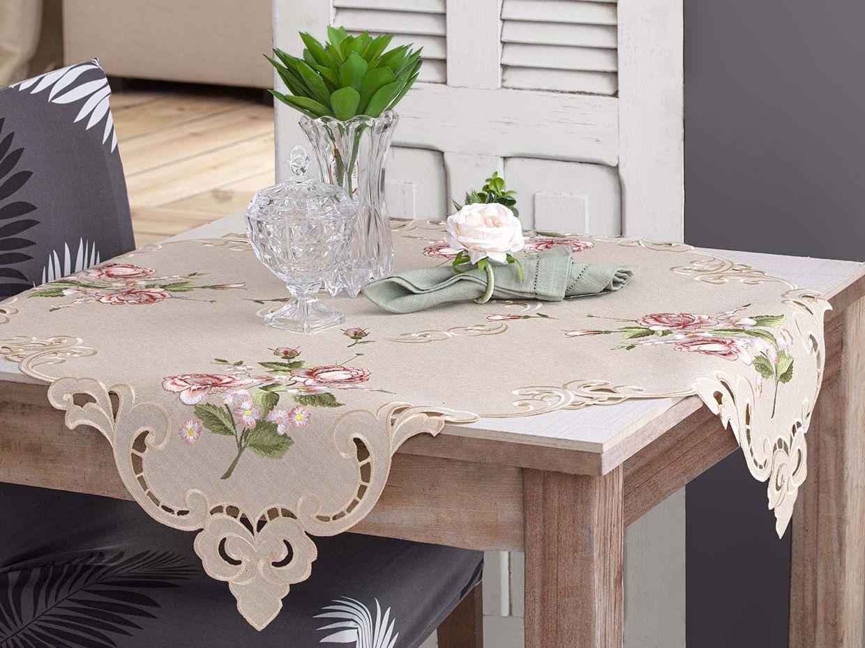 Caminho de Mesa Bordado Jolitex Ternille - Bege 85x85cm Berlim