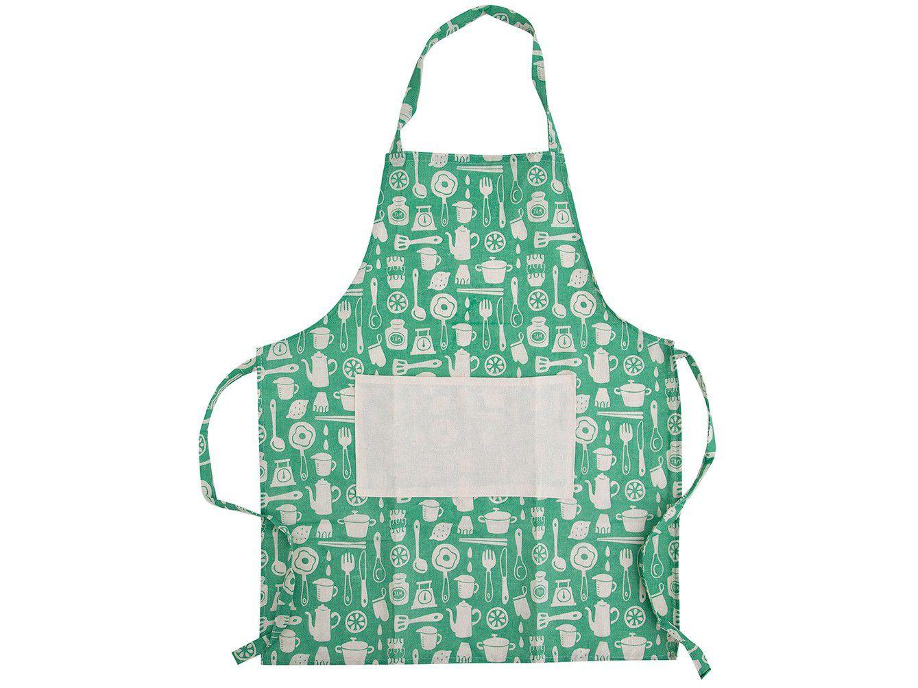 Avental de Cozinha com Bolso Jolitex Ternille - Design Kitchen Utensílios Verde