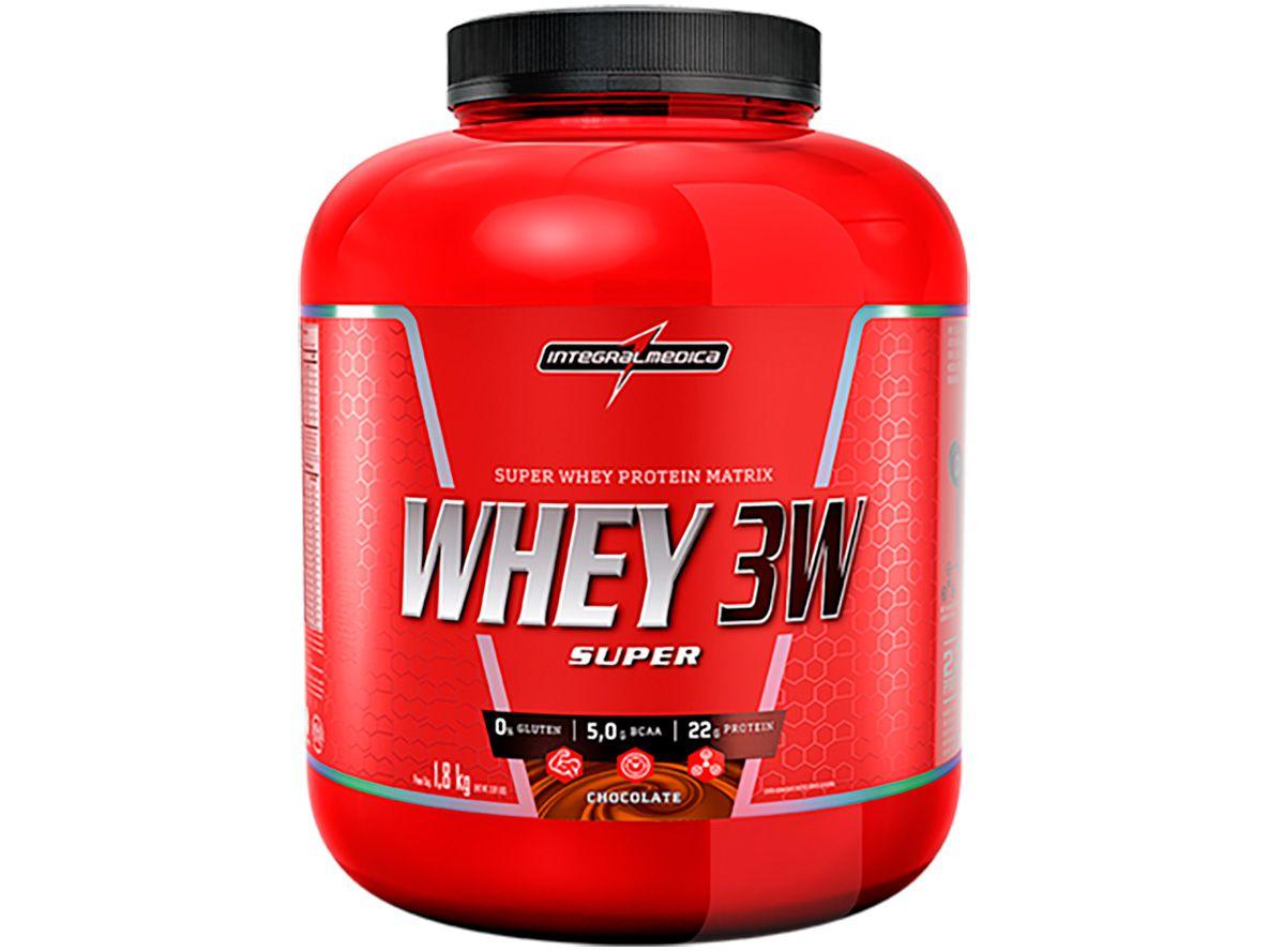 Whey Protein Concentrado Isolado Hidrolisado - Integralmédica 3W Super 1,8kg Chocolate sem Açúcar