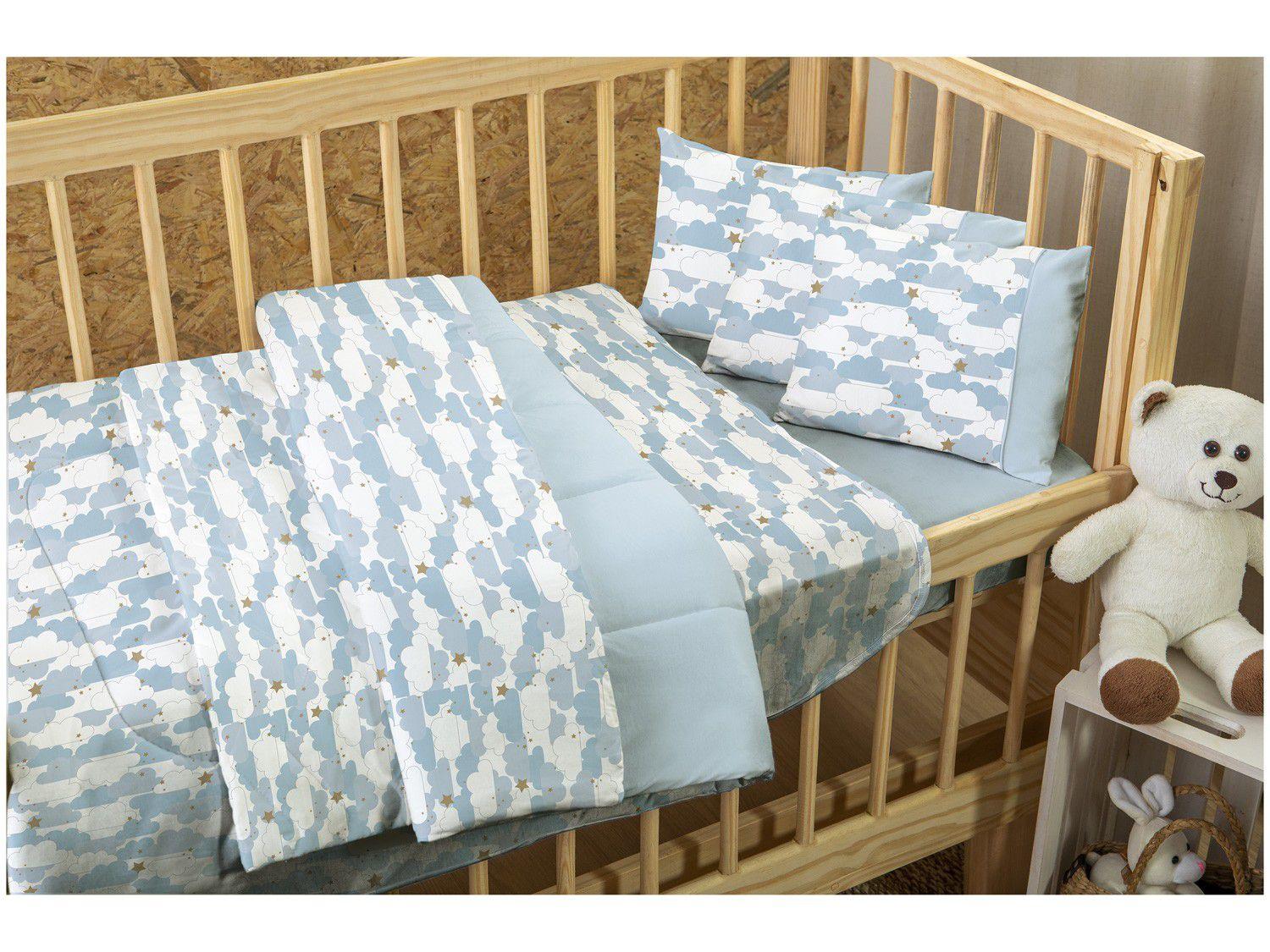 Jogo de Cama para Berço Atlântica Malha - 100% Algodão Baby Ninar Céu Encantado
