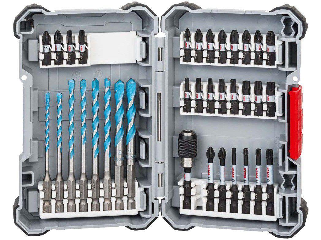 Jogo de Brocas e Bits Bosch 35 Peças - MultiConstruction Impact Control com Maleta