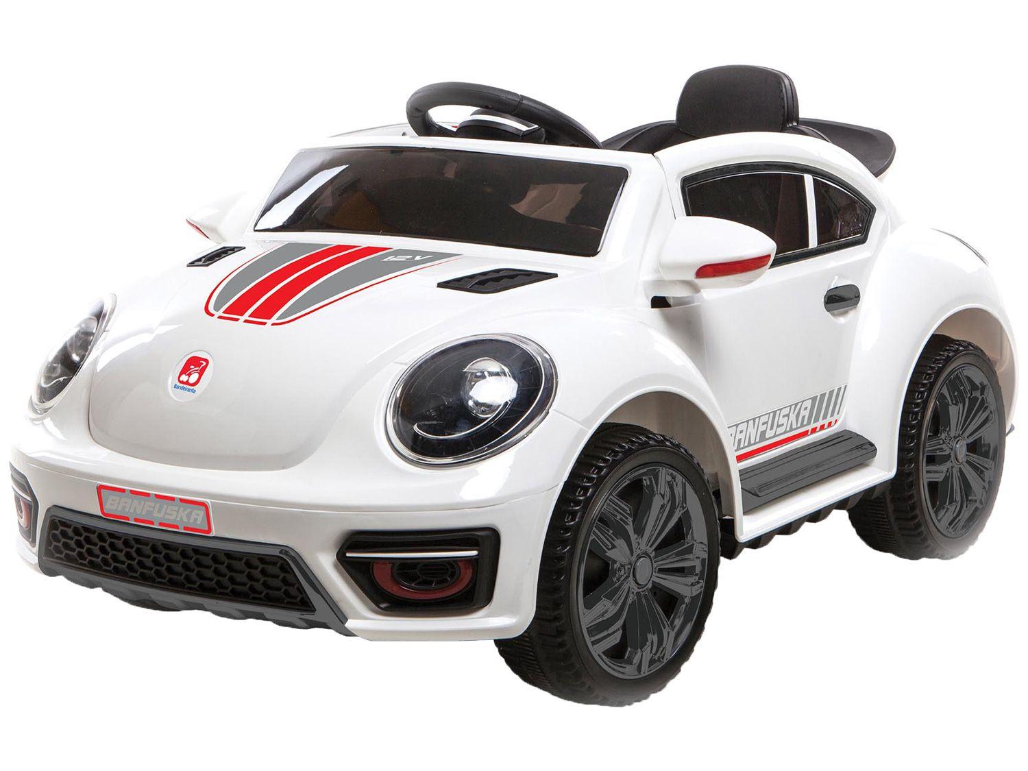 Carro Elétrico Infantil Branco Bandeirante - Ban Fuska 12V com Controle Remoto 2 Marchas