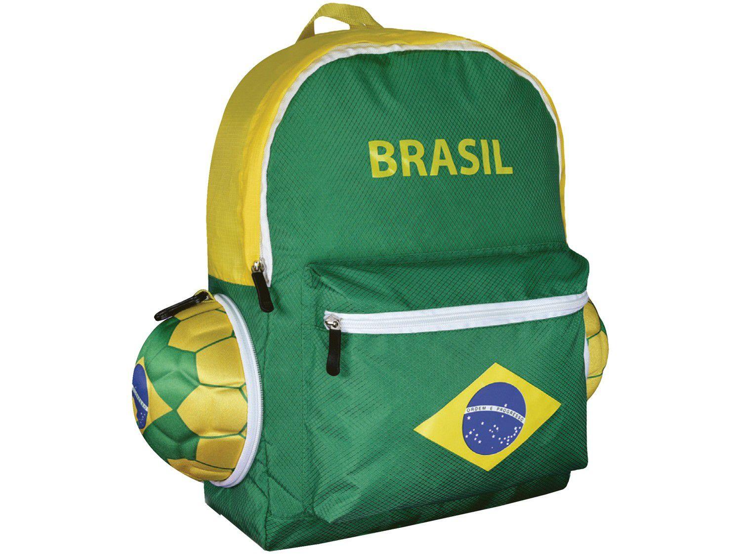 Mochila Escolar Maccabi Art 18L Brasil - Time de Futebol Verde e Amarelo