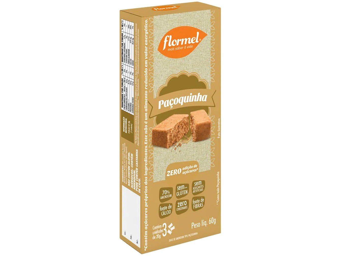 Paçoca Tablete Tradicional Flormel Zero Açúcar 60g