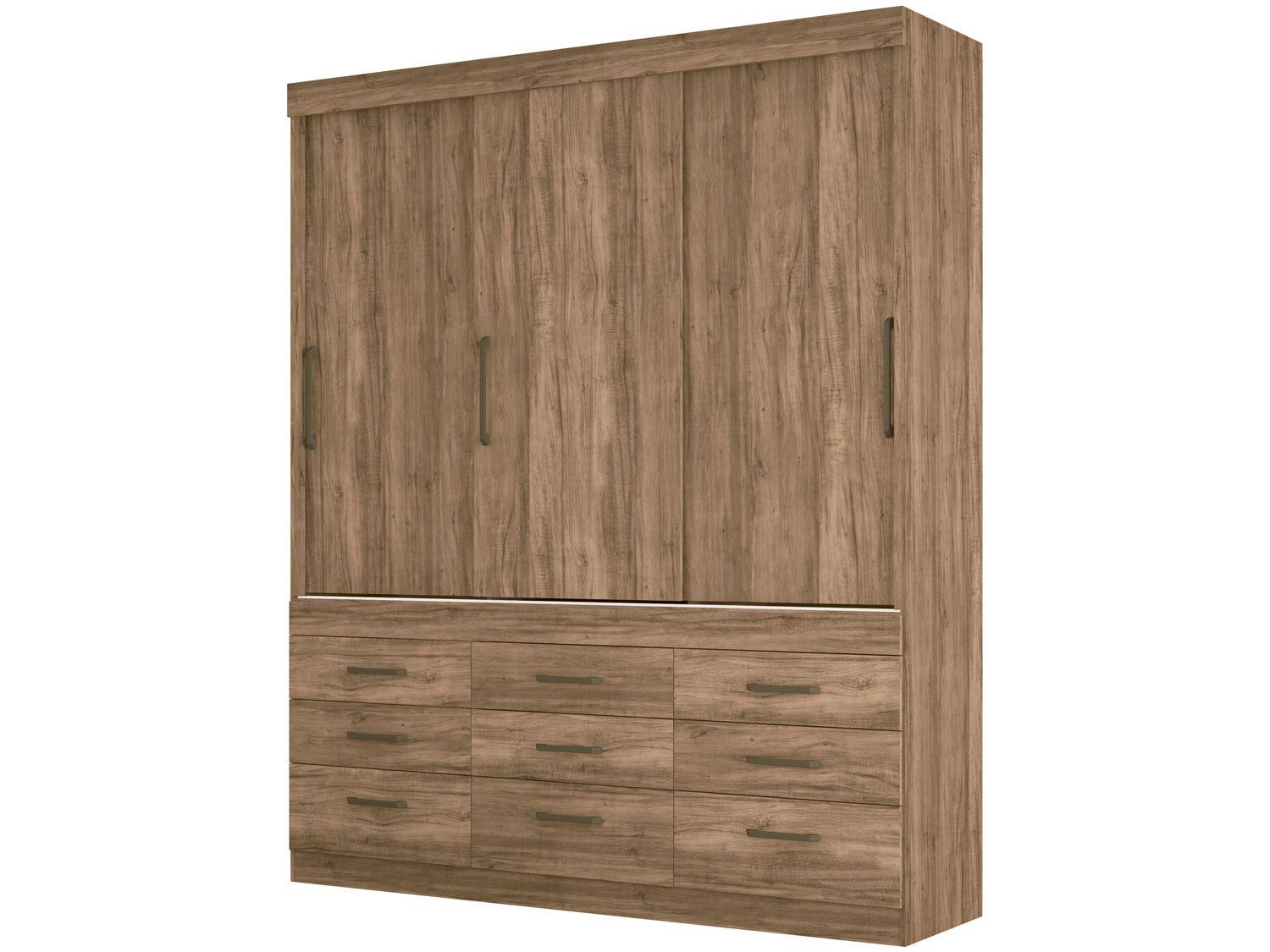 Guarda-roupa Casal 3 Portas de Correr 9 Gavetas - Santos Andirá Click