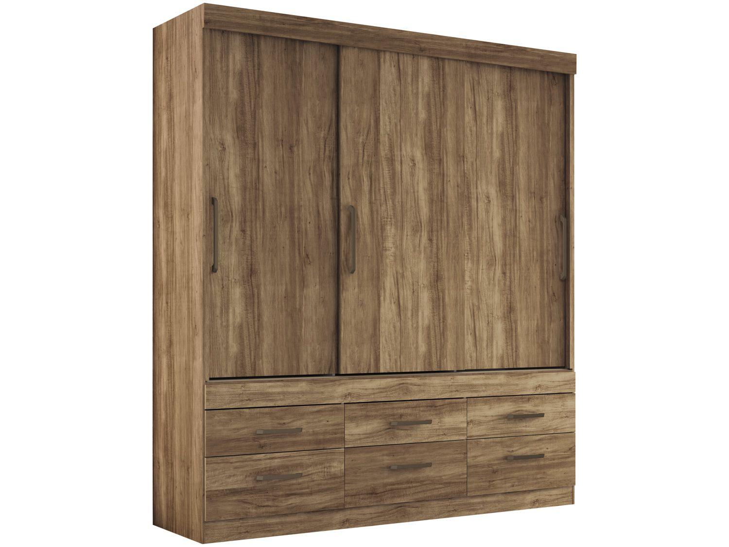 Guarda-roupa Casal 3 Portas de Correr 6 Gavetas - Santos Andirá Click
