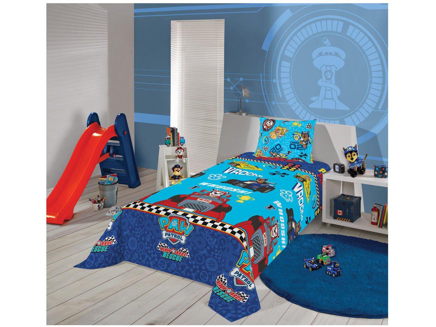 Jogo de Cama Infantil Solteiro Lepper Microfibra - Patrulha Canina Azul 2 Peças
