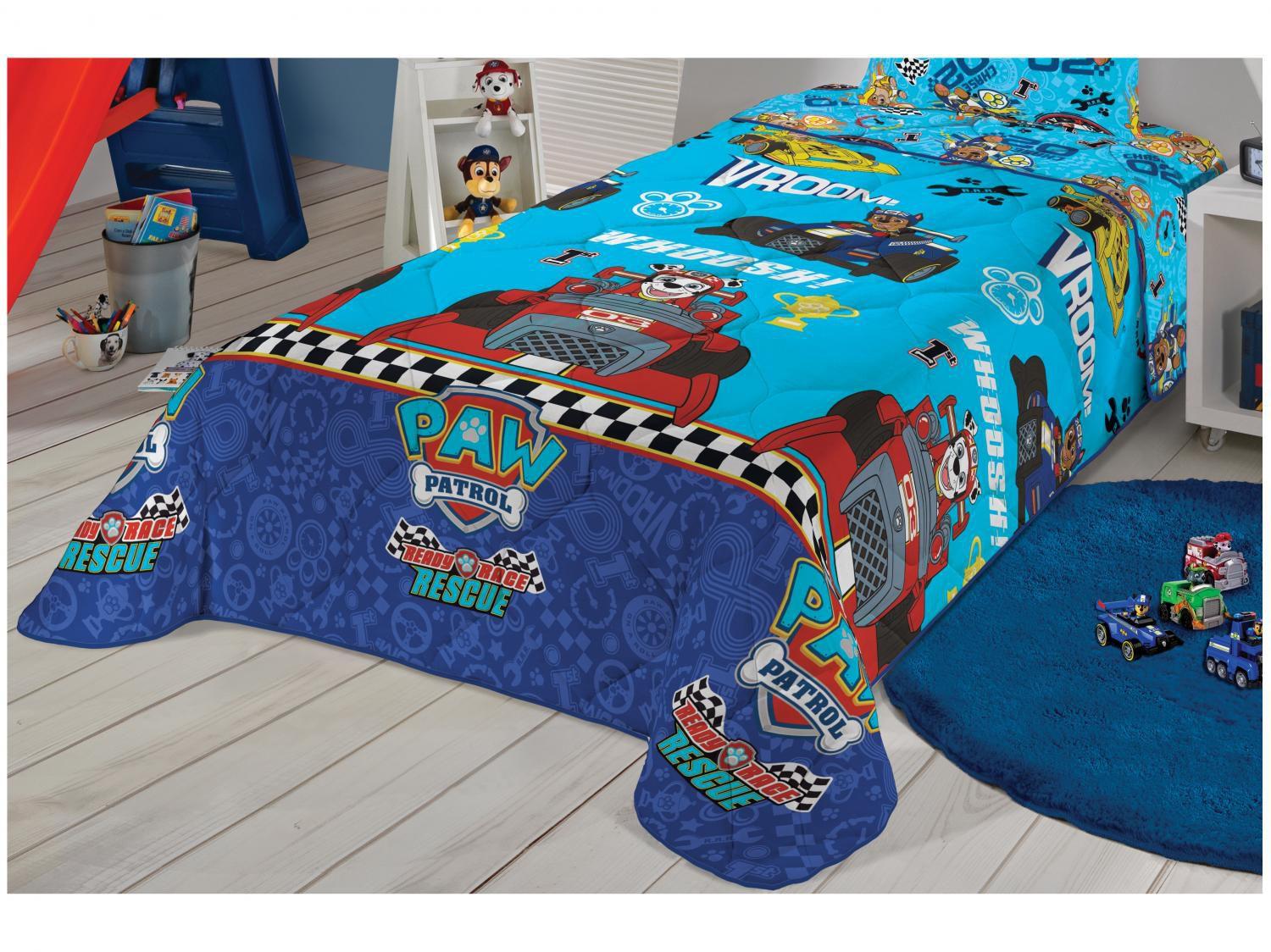 Edredom Infantil Solteiro Lepper Microfibra - Patrulha Canina Azul
