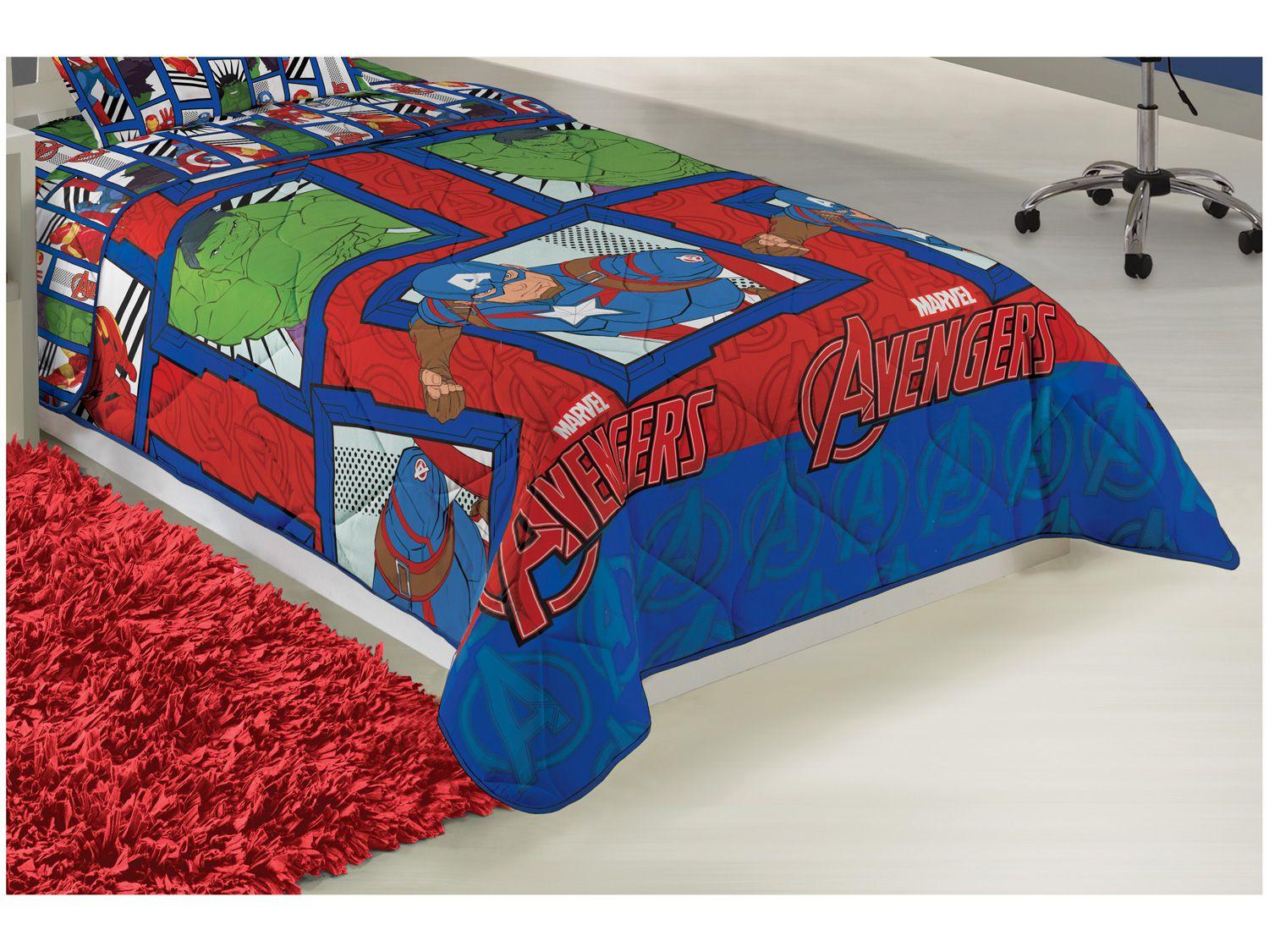 Edredom Infantil Solteiro Lepper Microfibra - Avengers Azul