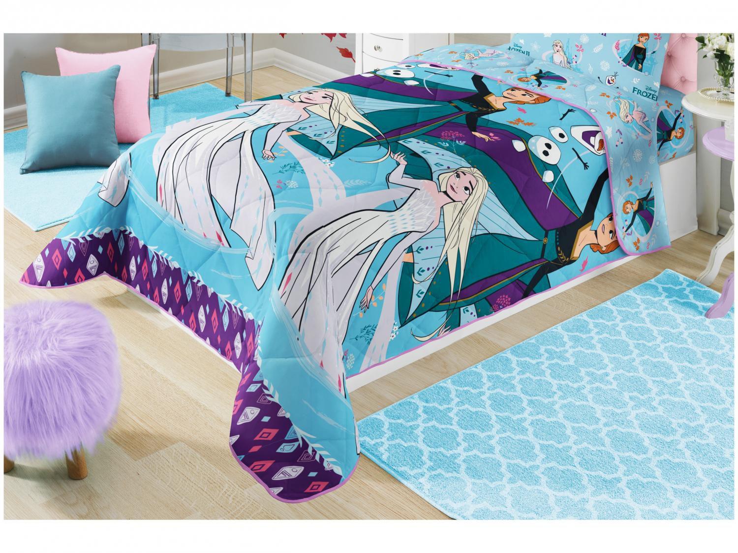 Edredom Infantil Solteiro Lepper Microfibra - Frozen Azul