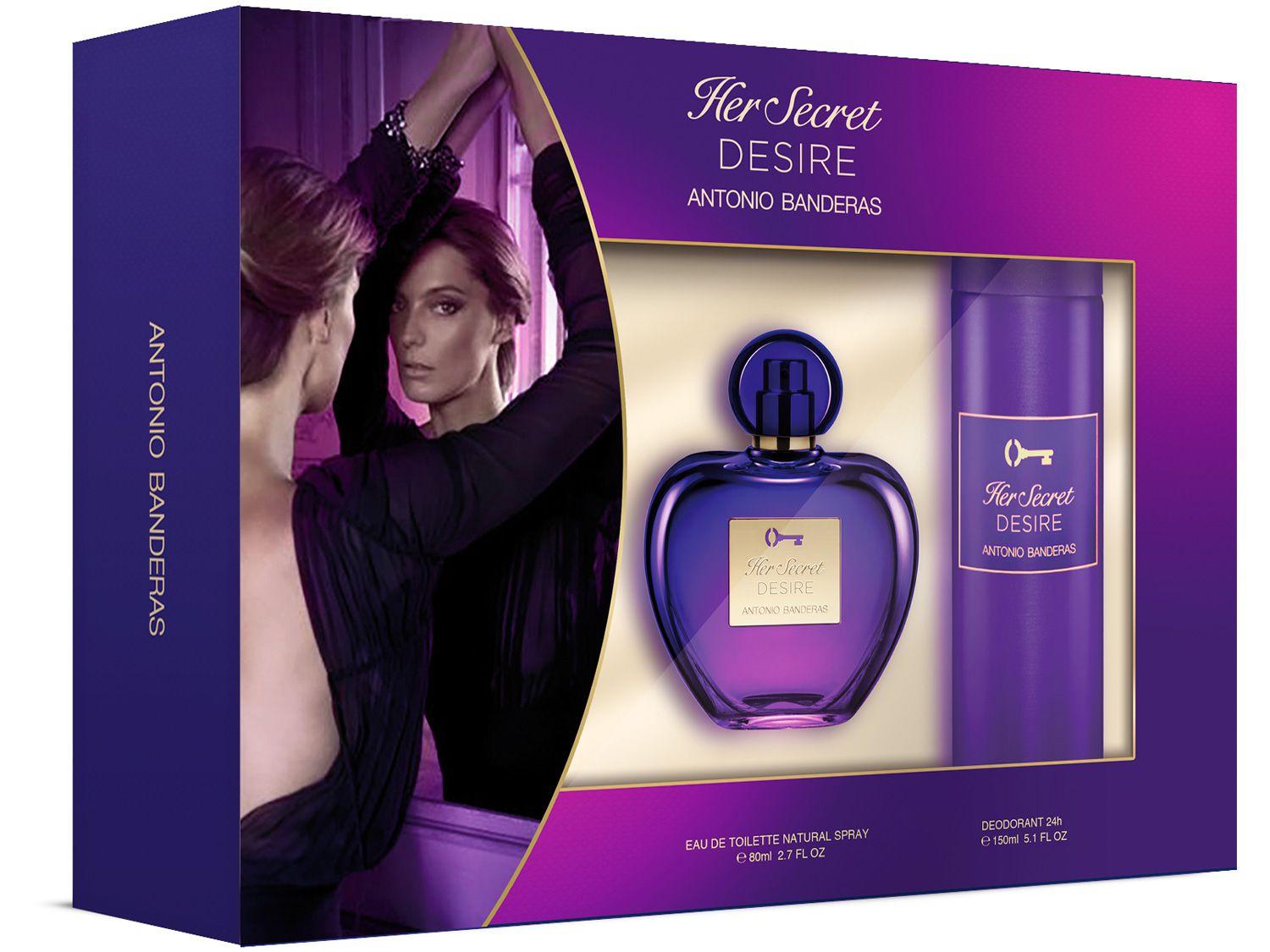Kit Perfume Antonio Her Secret Desire Dose - Feminino Eau de Toilette com Desodorante