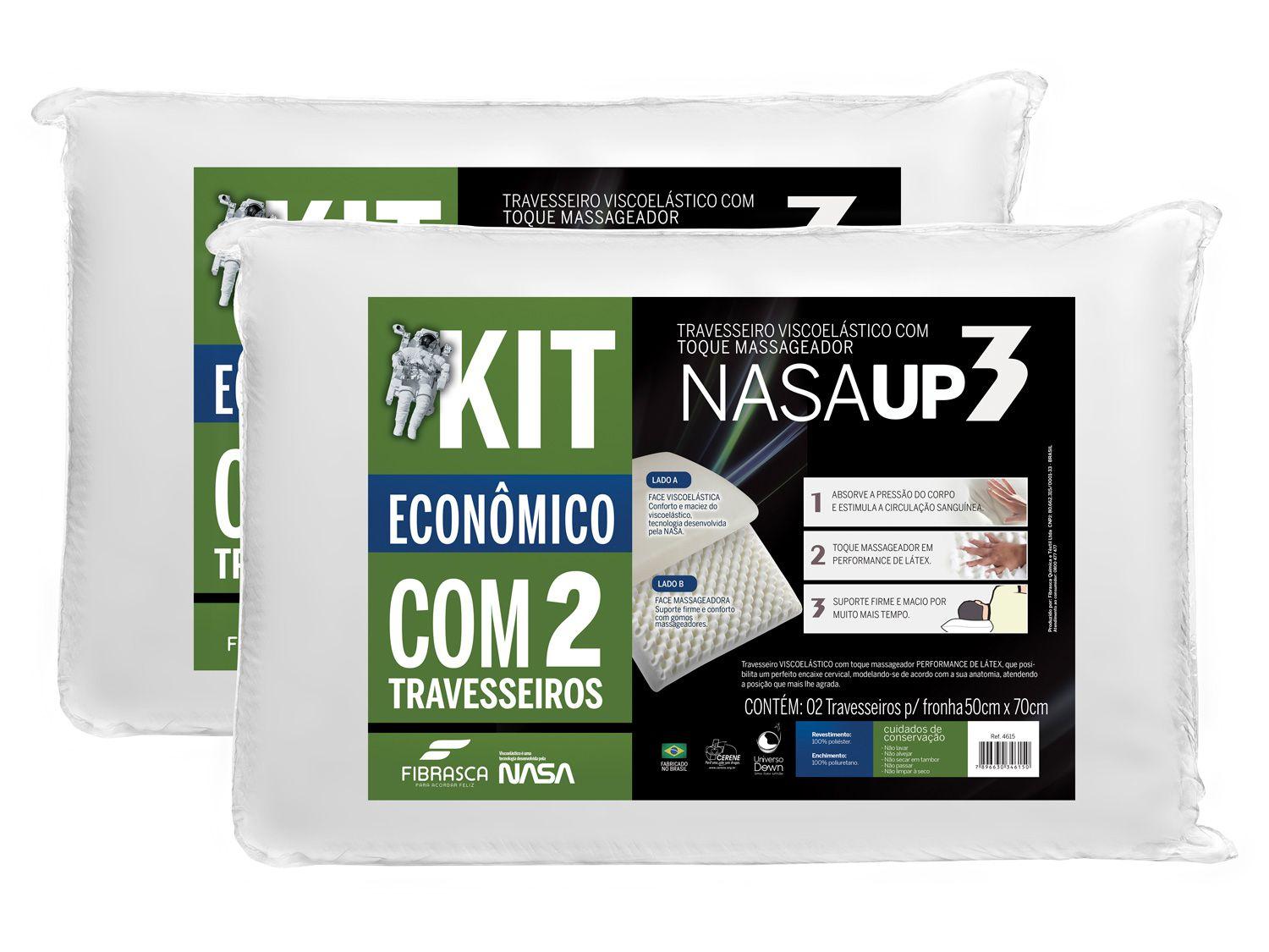 Kit Travesseiro Nasa de Cabeça Fibrasca - Viscoelástico 2 Peças