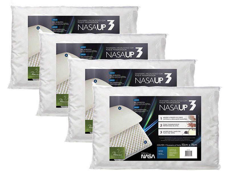 Kit Travesseiro Nasa de Cabeça Fibrasca - Dupla Face Nasa UP 3 Viscoelástico 4 Peças