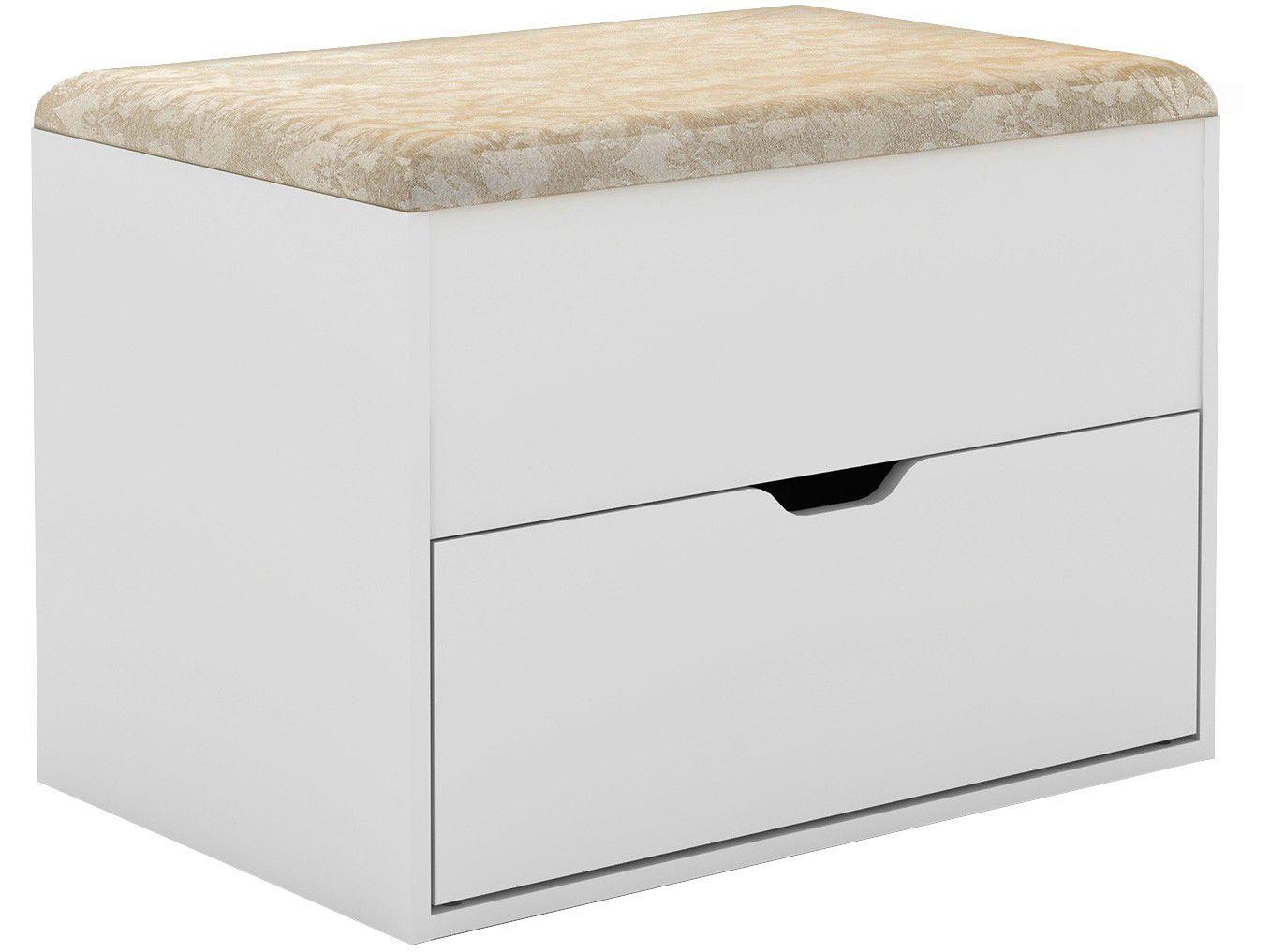 Puff Baú Solteiro Retangular Branco PU2051 - Tecno Mobili