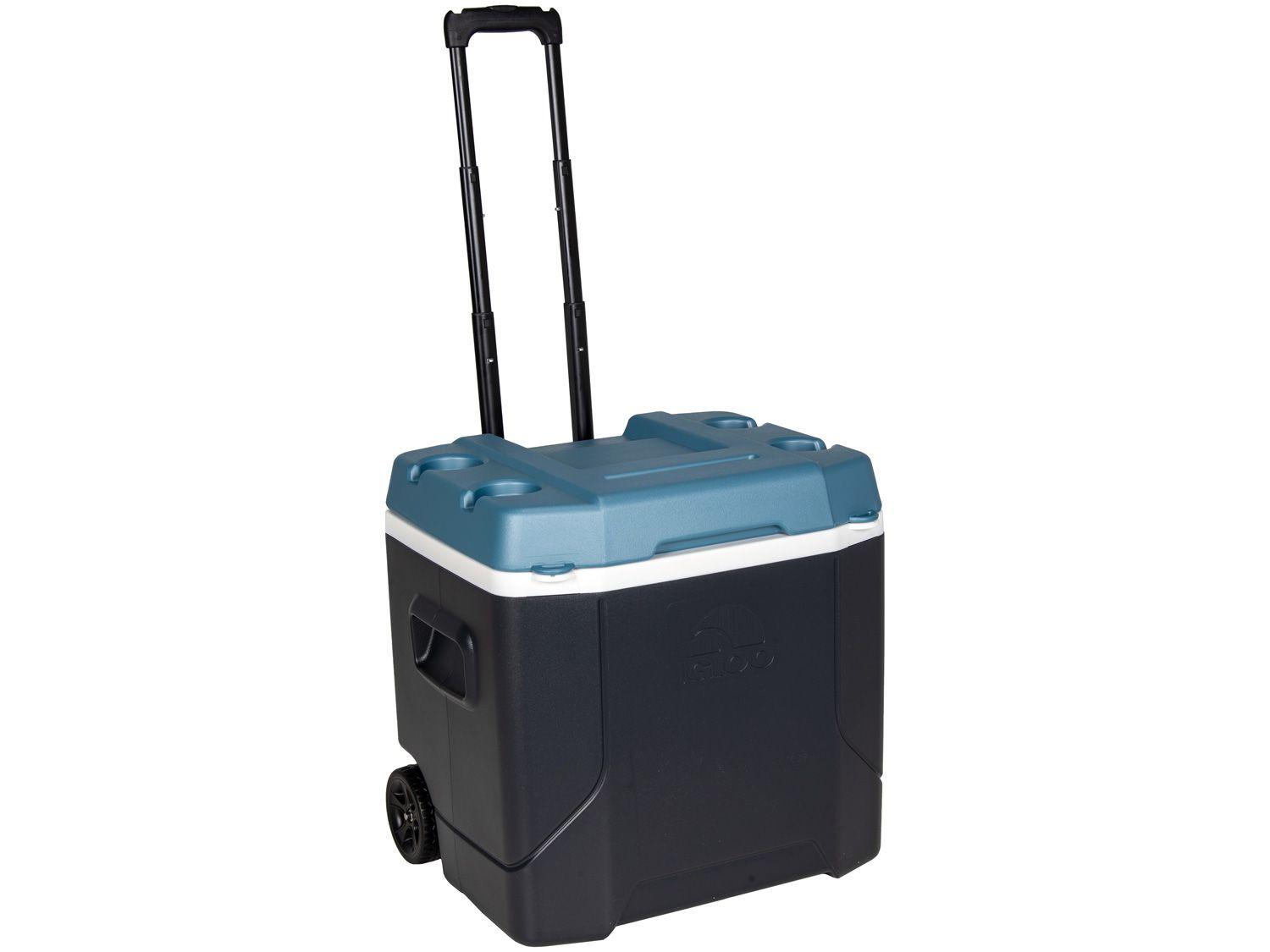 Caixa Térmica Igloo 51L com Rodas - Maxcold Profile Roller Preto e Turquesa